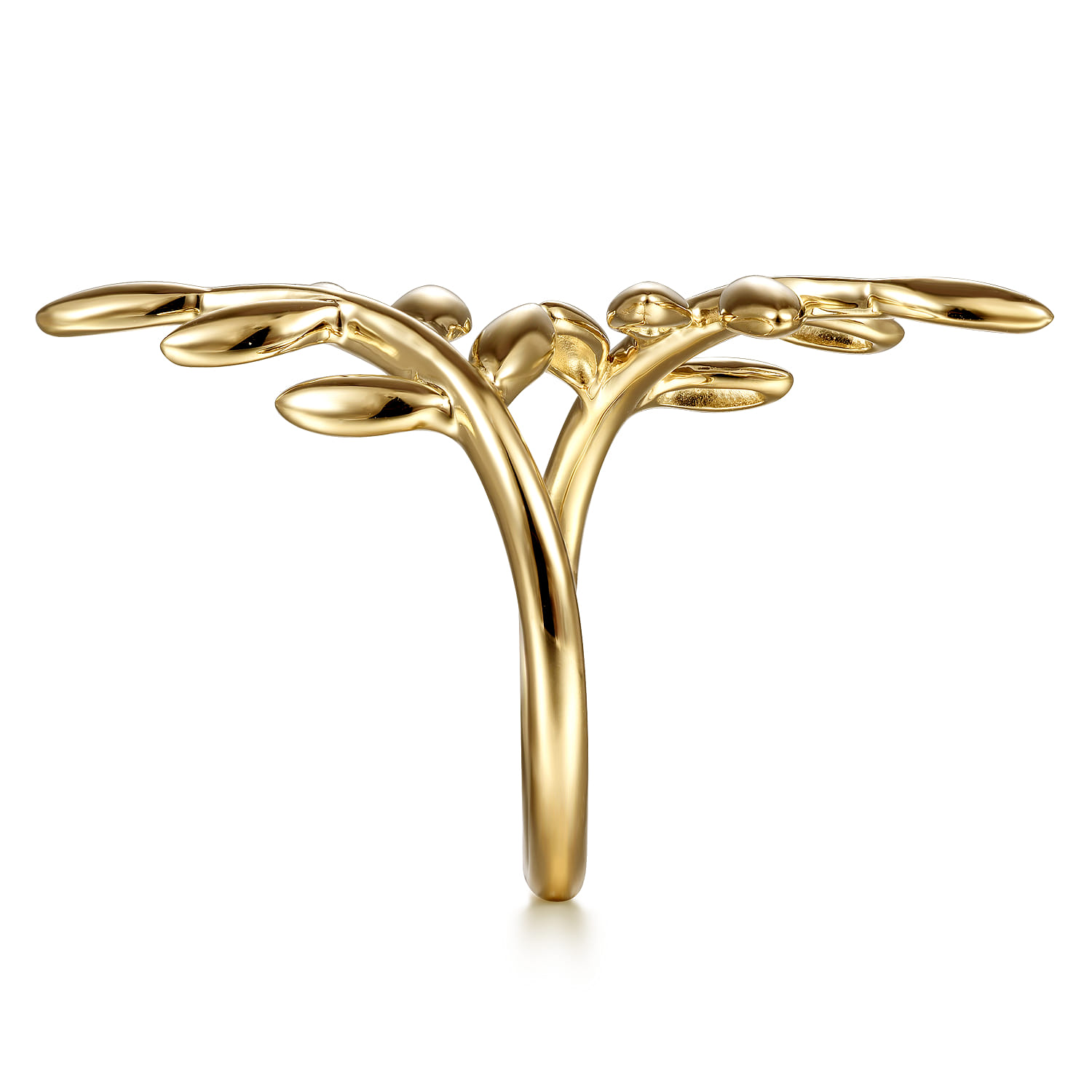 Olive Leaf Bypass Ring in 14K Yellow Gold, photograph 4