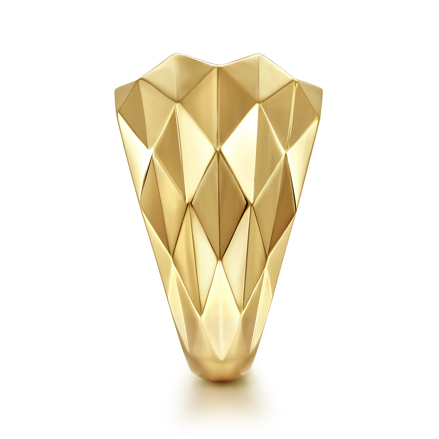 Faceted Geometric Cigar Band in 14K Yellow Gold, photograph 4