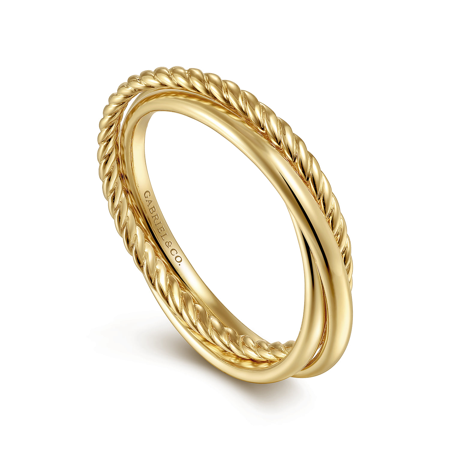 Twisted Rope Criss Cross Ring in 14K Yellow Gold, photograph 3
