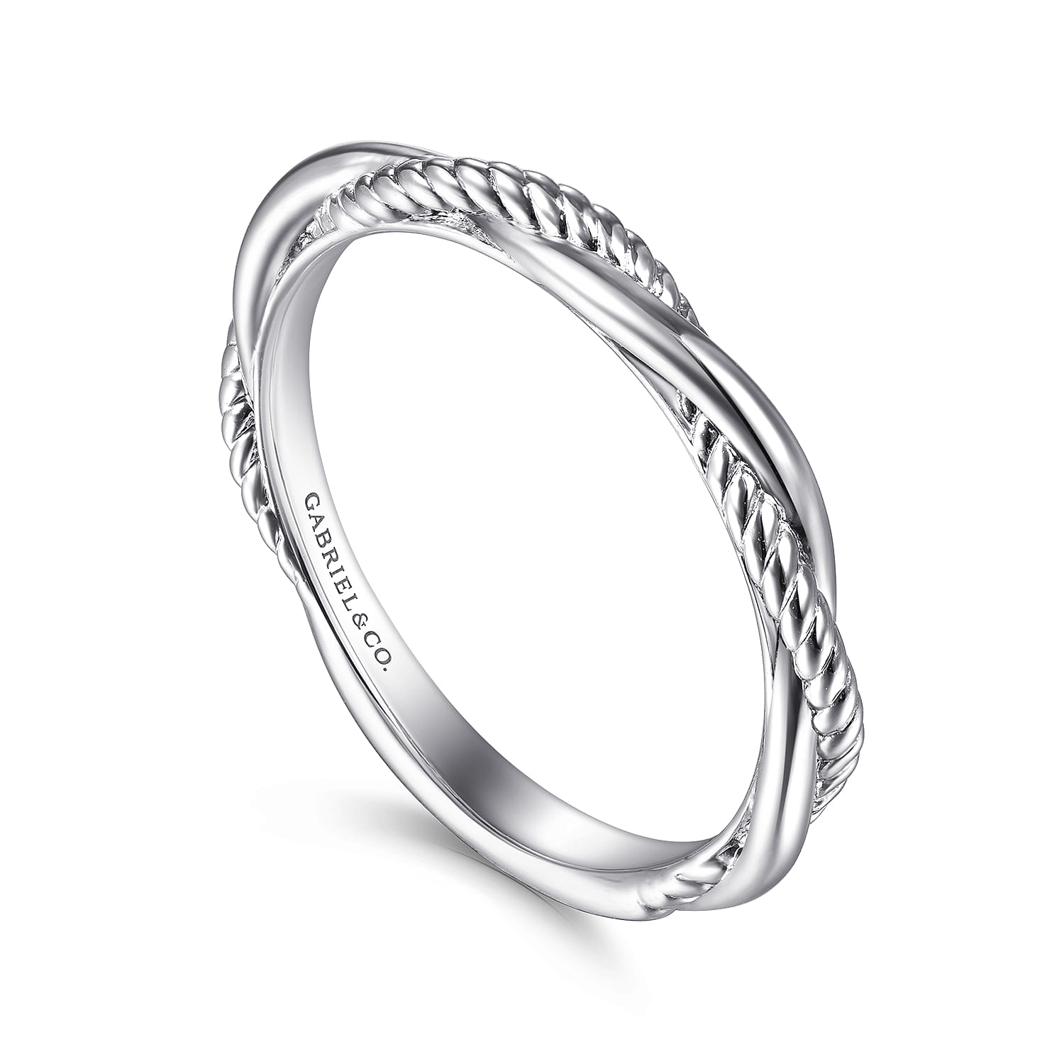 Twisted Rope Intertwining Ring in 14K White Gold, photograph 3