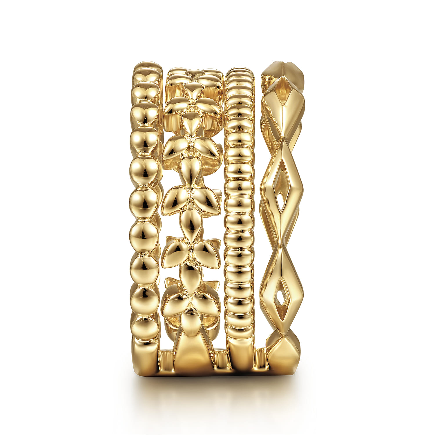 Multi Row Wide Ring in 14K Yellow Gold, photograph 4