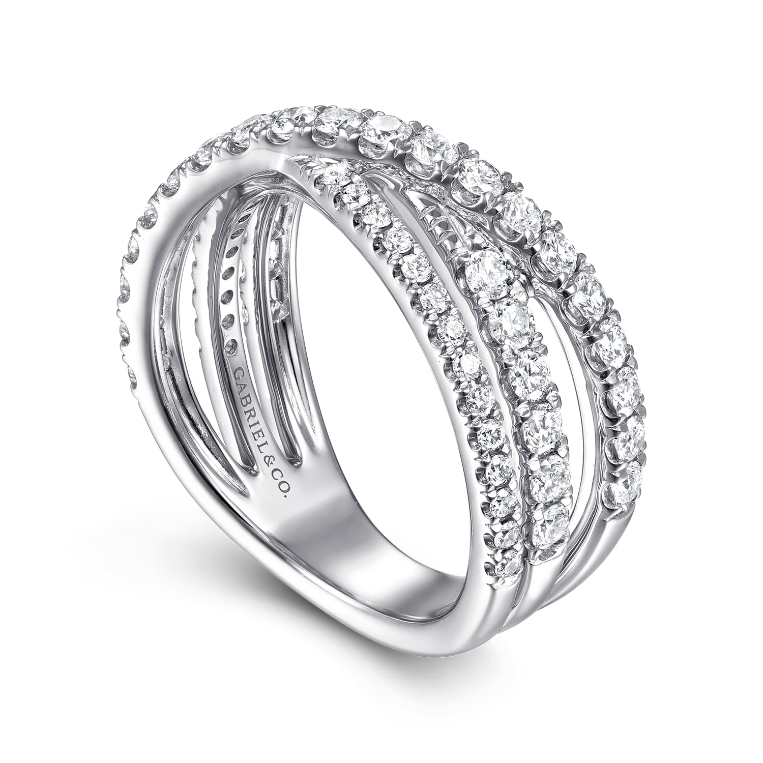 Diamond Criss Cross Ring in 14K White Gold, photograph 3