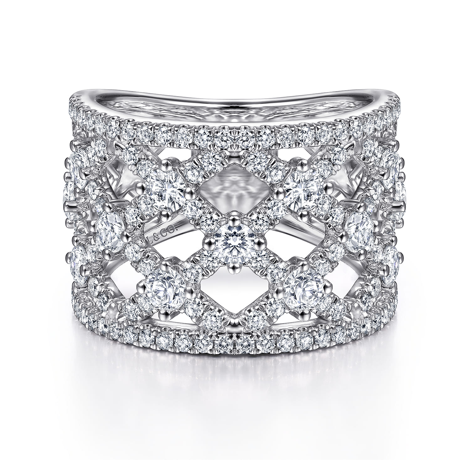 Cutout Diamond Wide Band Ring