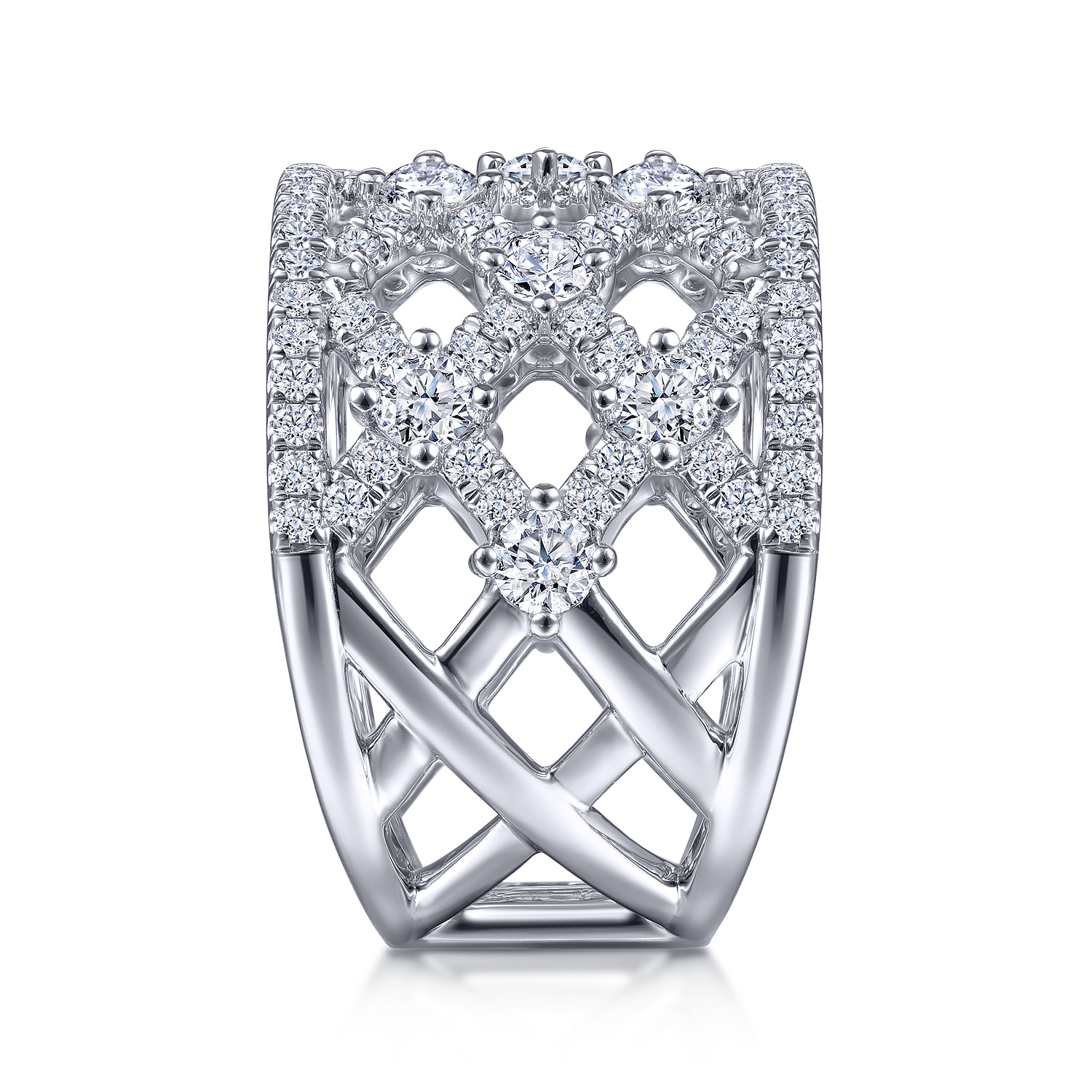 Cutout Diamond Wide Band Ring in 14K White Gold, photograph 4