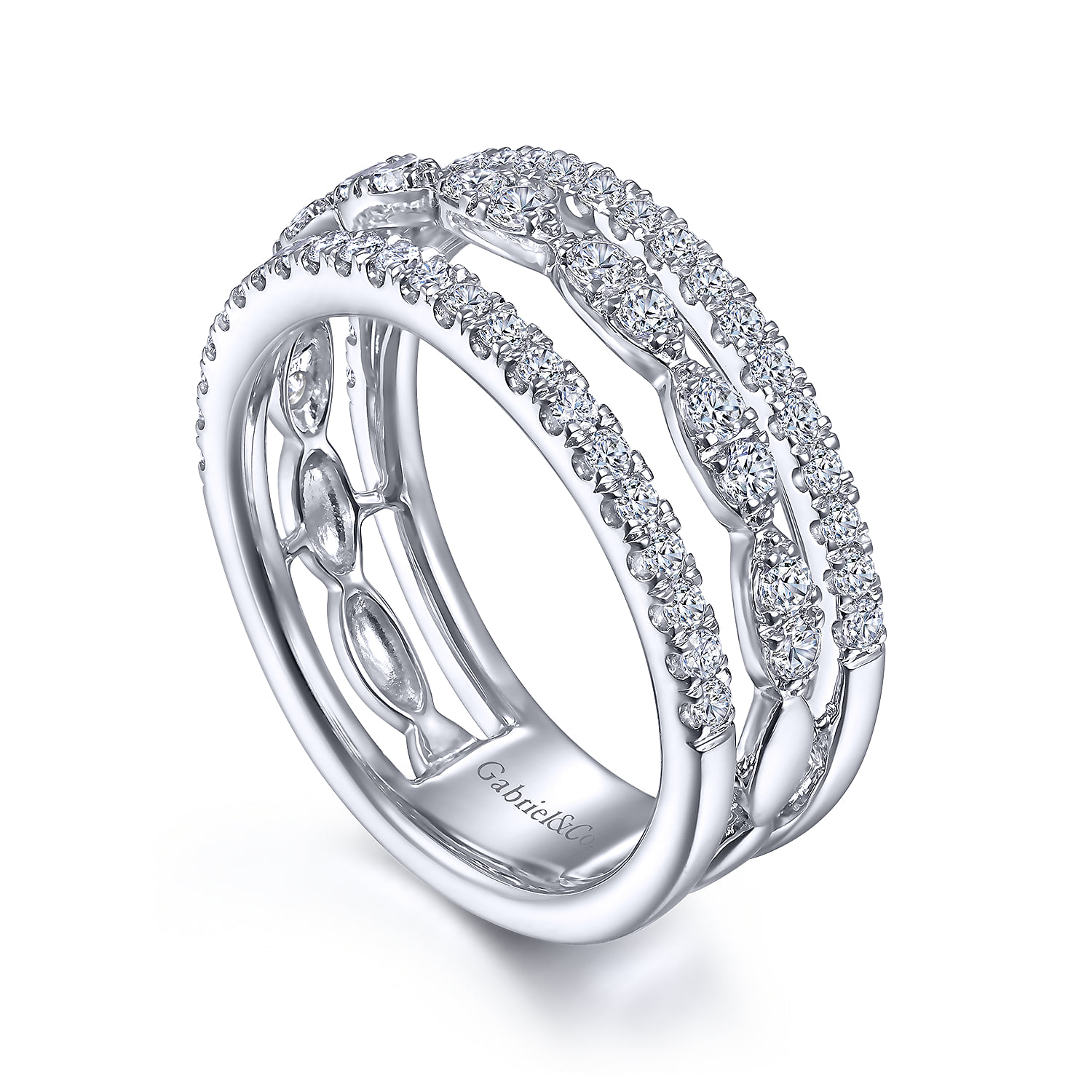 Diamond Easy Stackable Ring in 14K White Gold, photograph 3