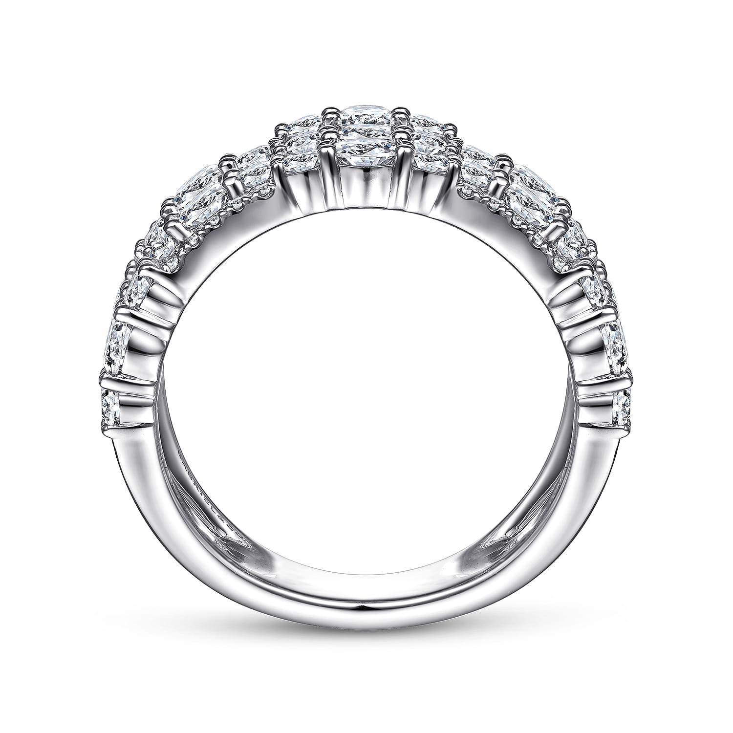 Multi Row Diamond Ring in 14K White Gold, photograph 2
