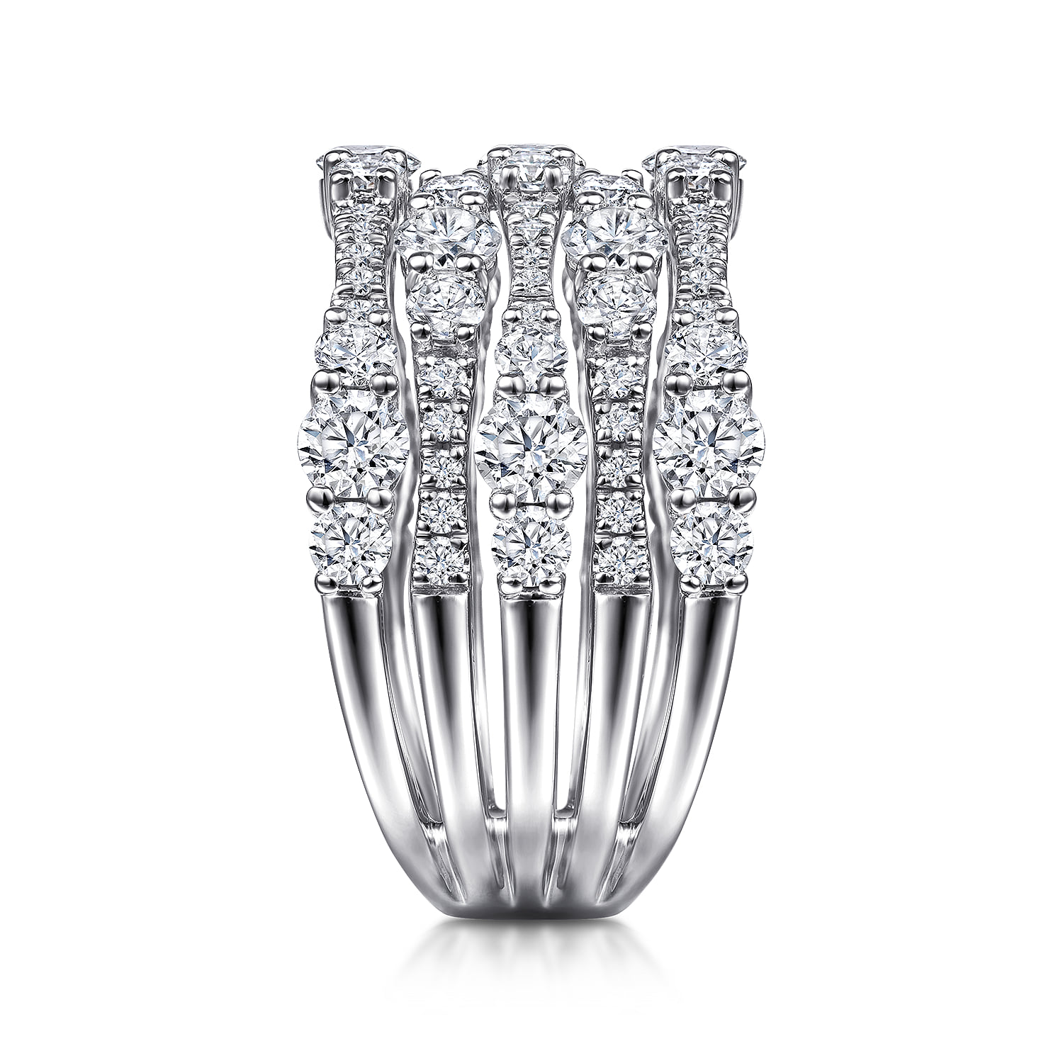 Multi Row Diamond Ring in 14K White Gold, photograph 4