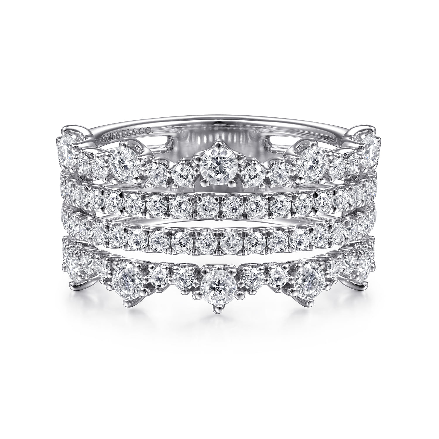 Wide Four Row Diamond Ring