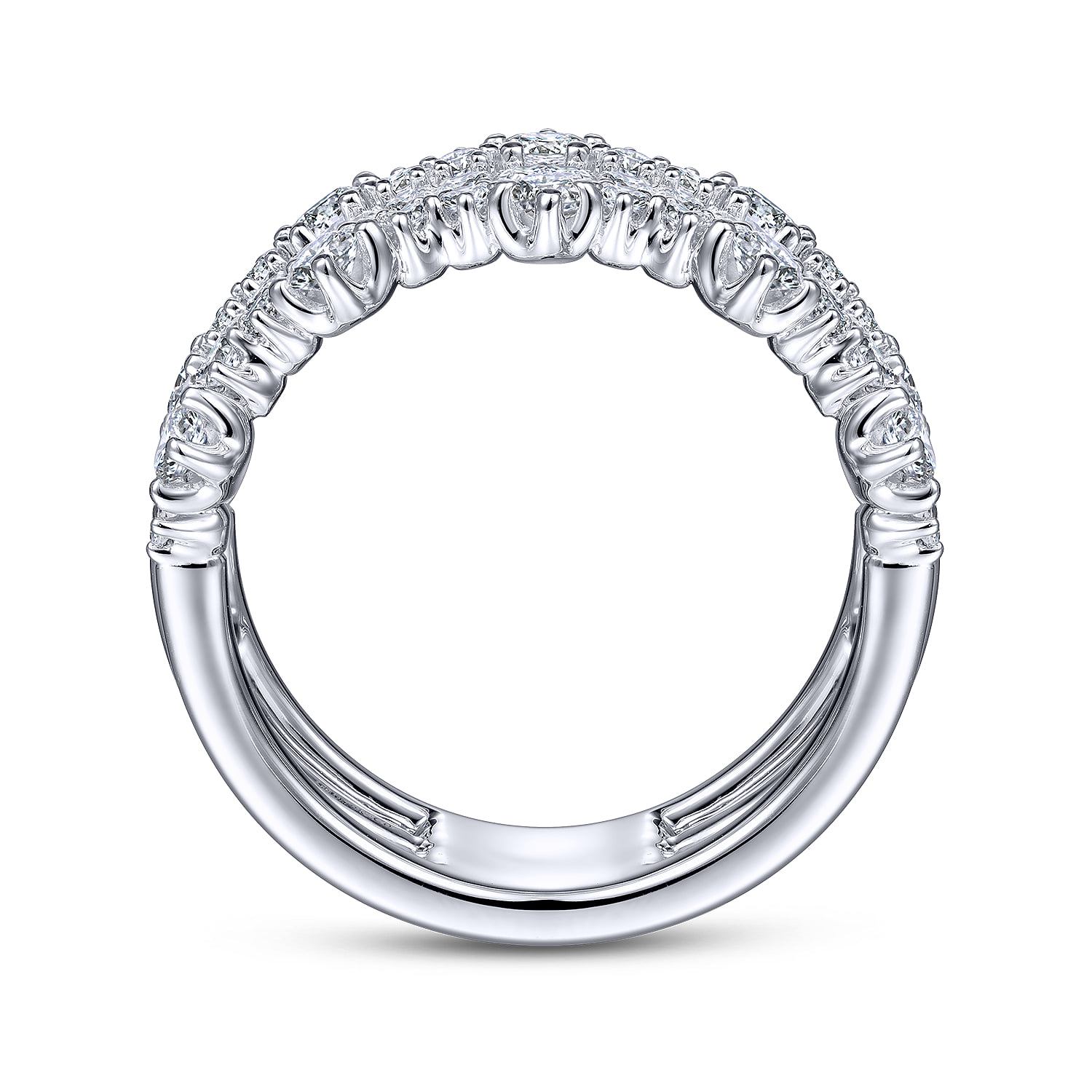 Wide Four Row Diamond Ring in 14K White Gold, photograph 2