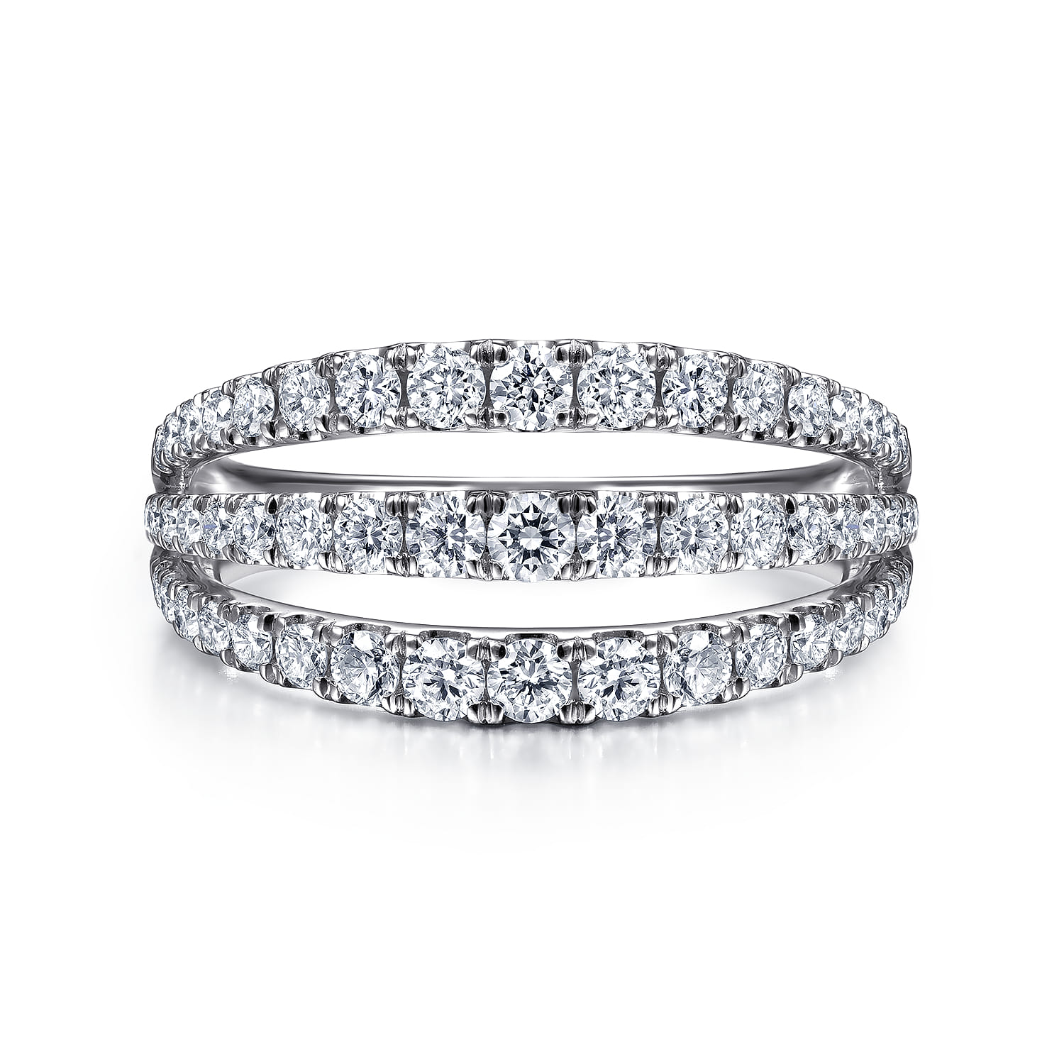 Three Row Diamond Ring in 14K White Gold