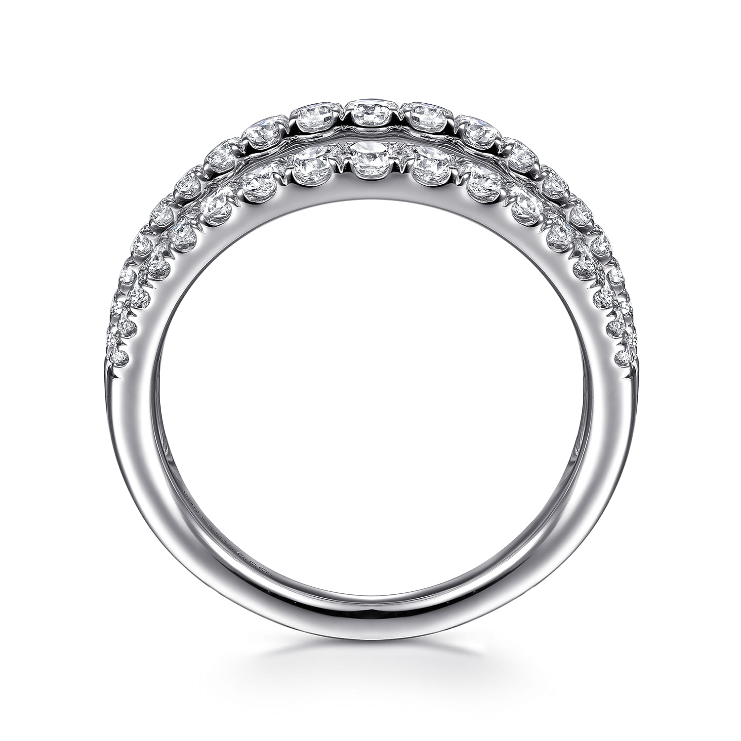 Three Row Diamond Ring in 14K White Gold, photograph 2