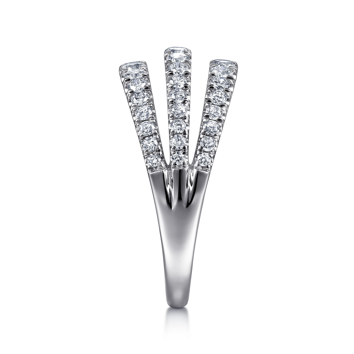 Three Row Diamond Ring in 14K White Gold, photograph 4