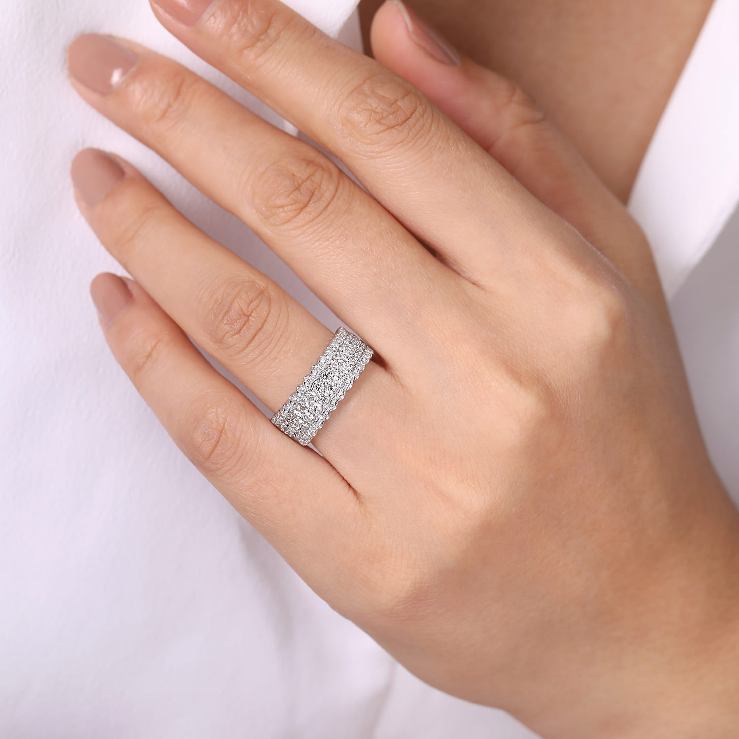 Pave Diamond Ring in 14K White Gold, photograph 5