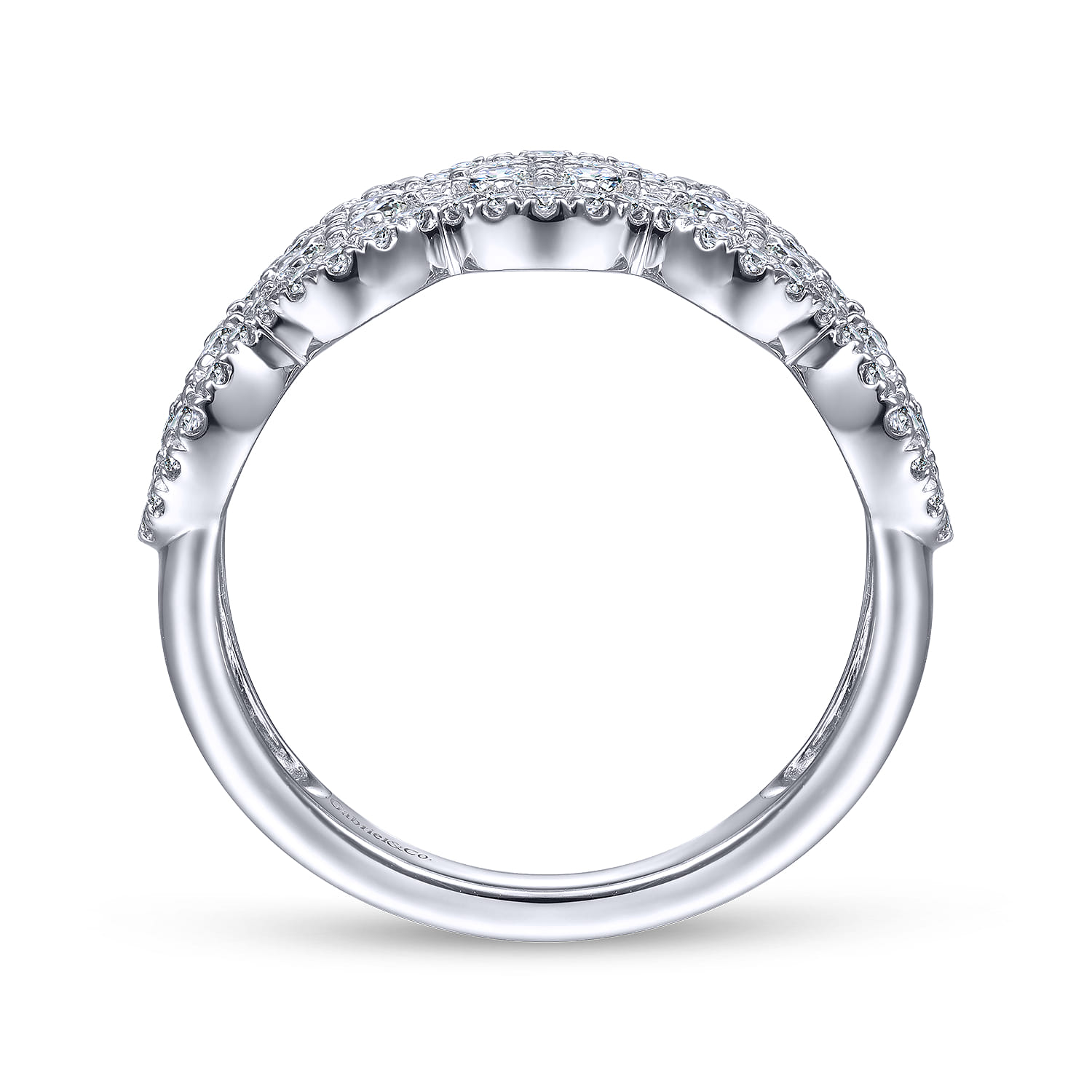 Diamond Cluster Station Ring in 14K White Gold, photograph 2