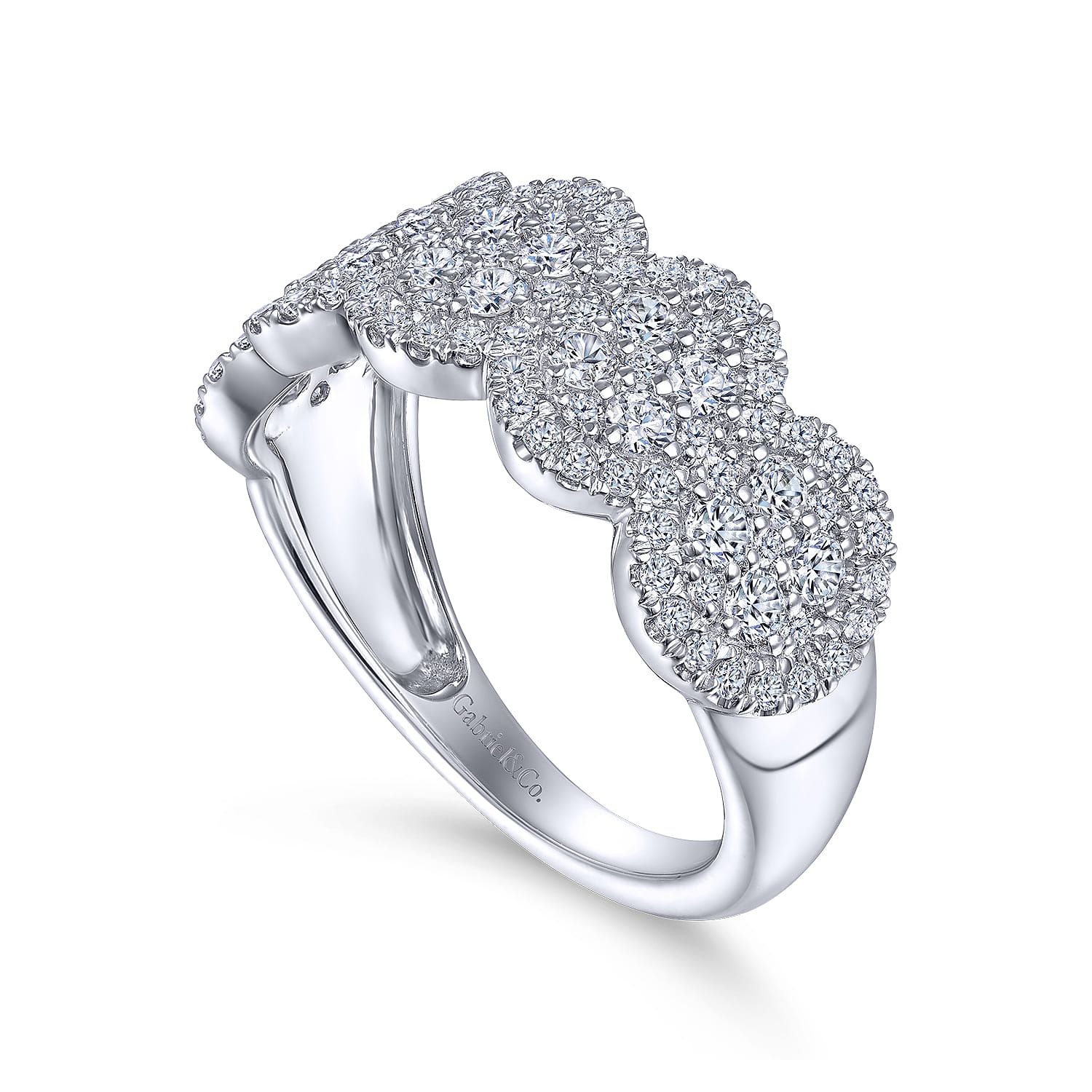 Diamond Cluster Station Ring in 14K White Gold, photograph 3