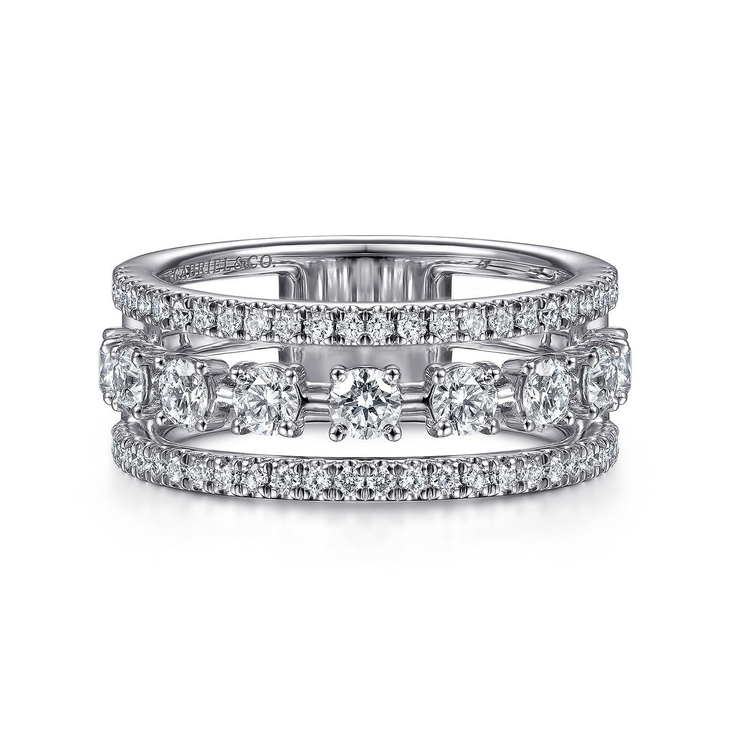 Three Row Diamond Station Ring