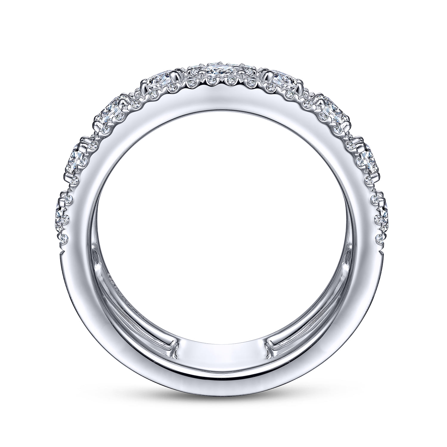 Three Row Diamond Station Ring in 14K White Gold, photograph 2