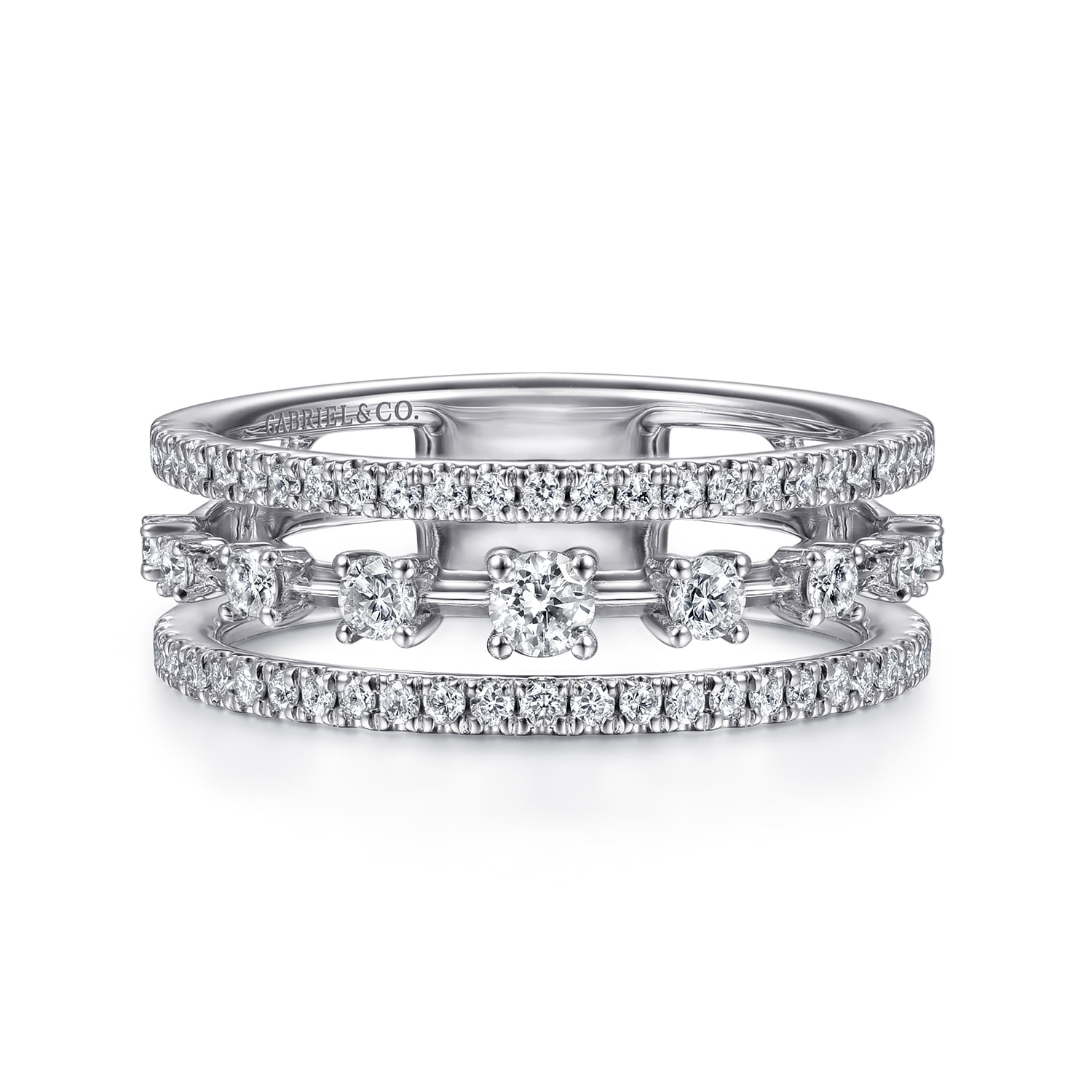 Three Row Diamond Station Ring
