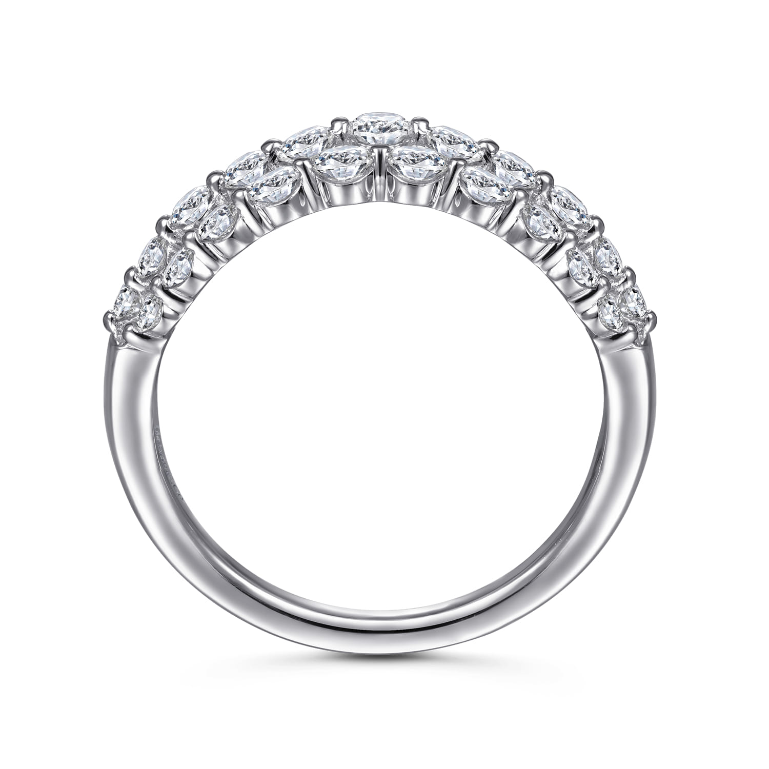 Multi Row Diamond Ring in 14K White Gold, photograph 2