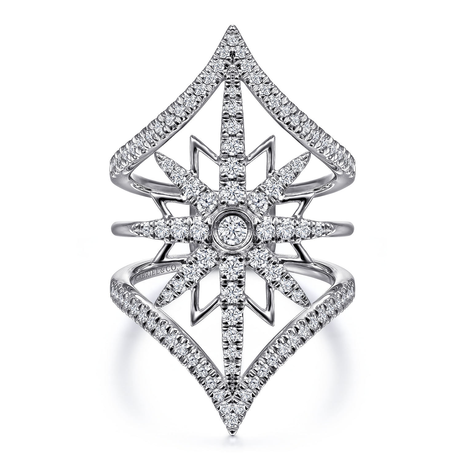 Diamond Starburst Chevron Statement Ring