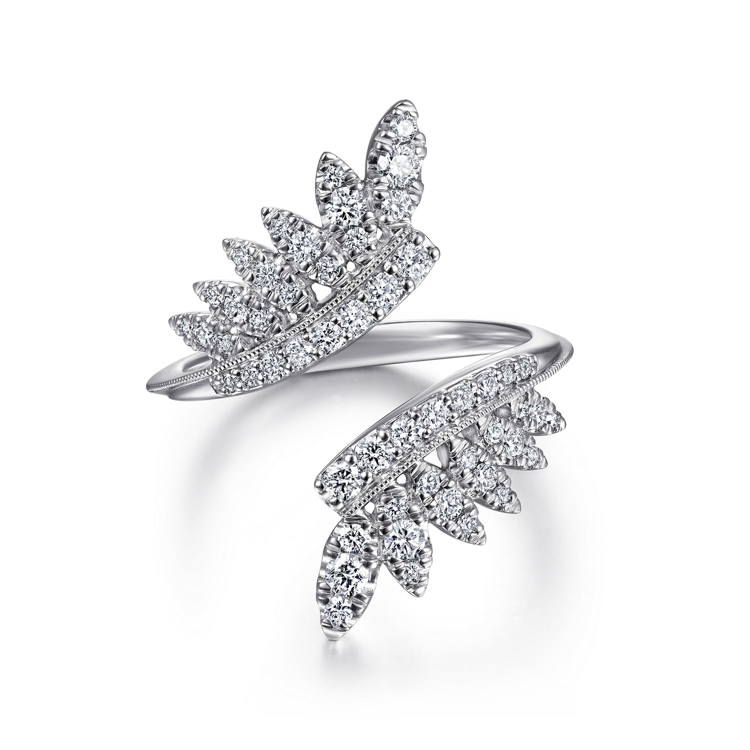 Diamond Leaf Bypass Ring