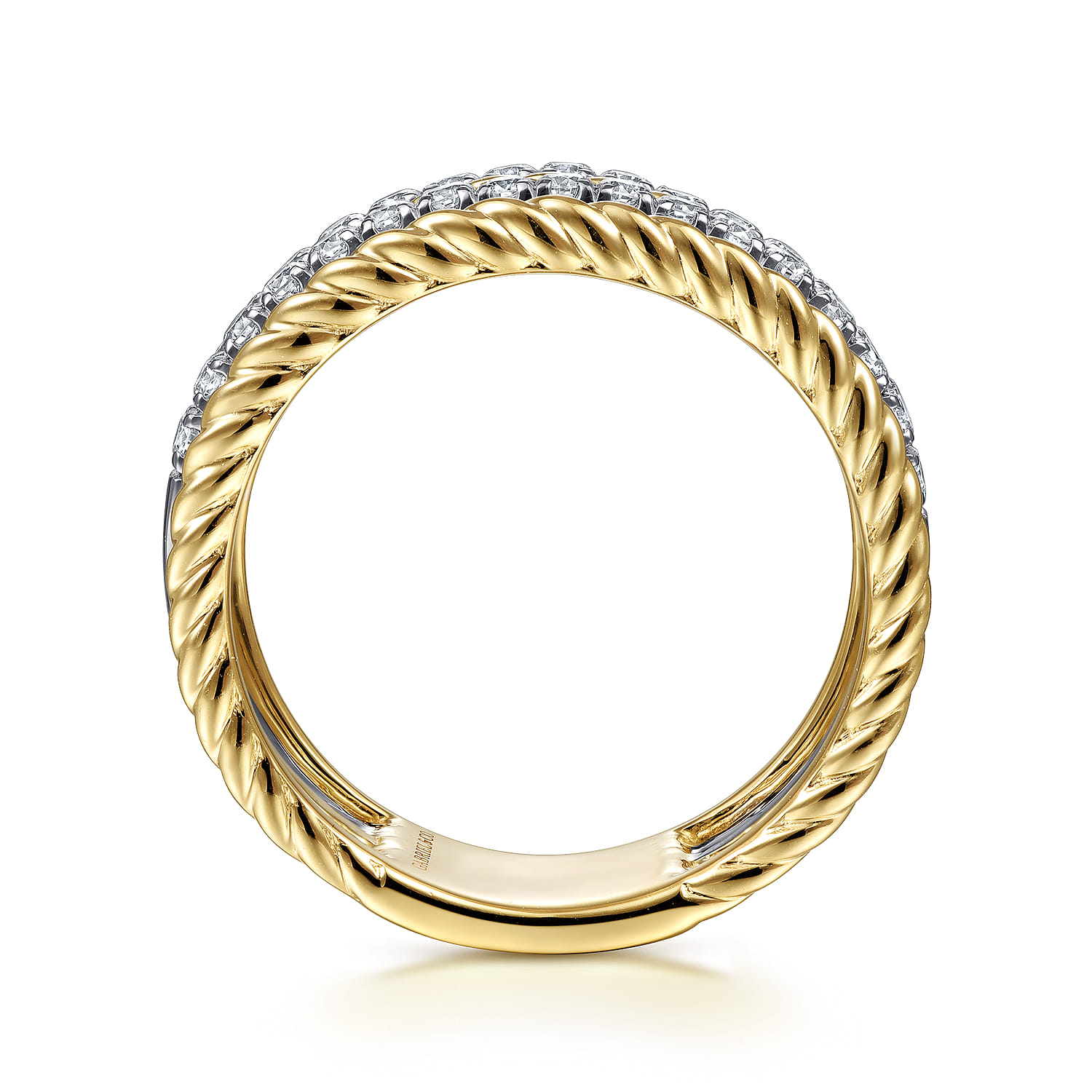 Twisted Rope and Diamond Ring in 14K White/Yellow Gold, photograph 2