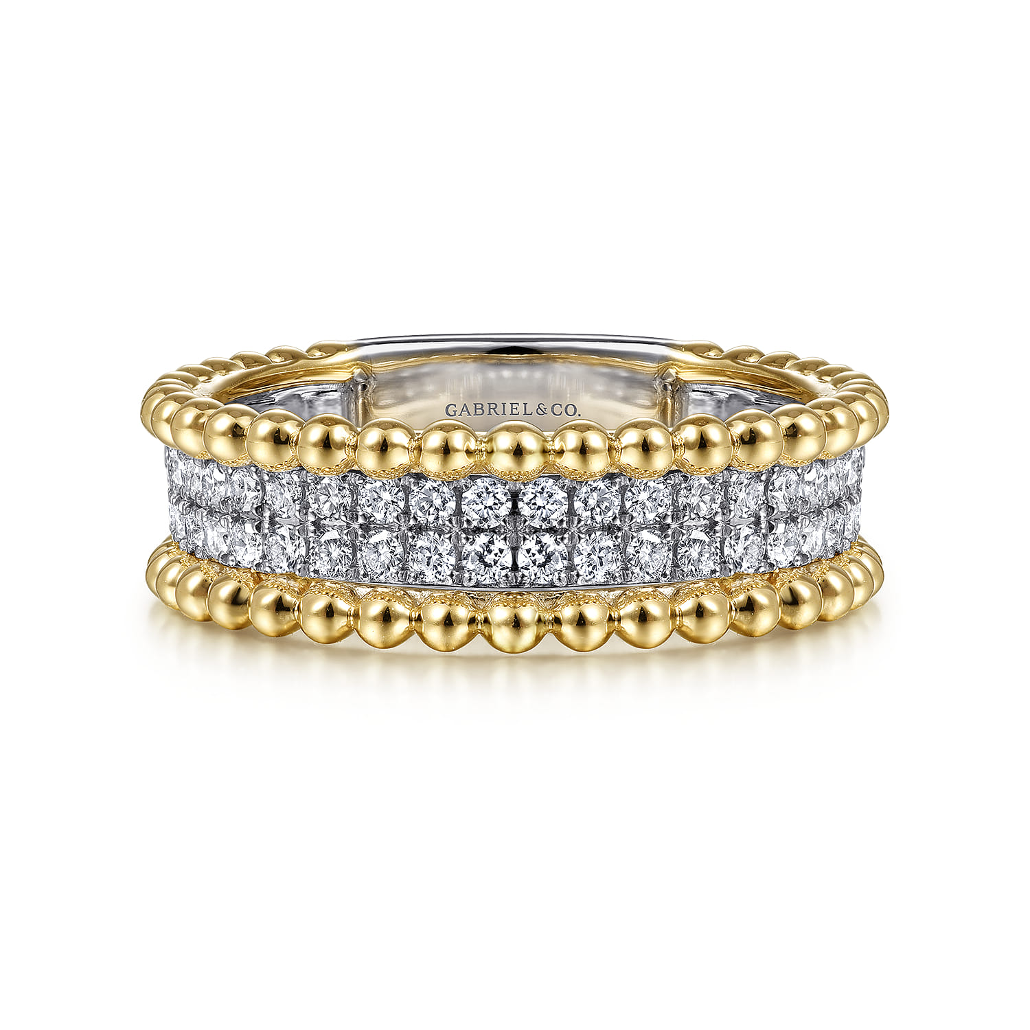 Wide Band Ring Diamond 0.45ct Bujukan in 14K White/Yellow Gold