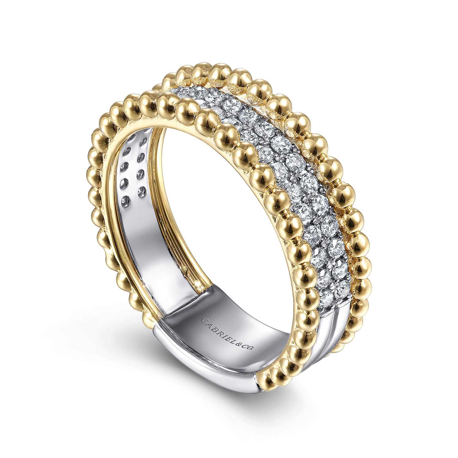 Wide Band Ring Diamond 0.45ct Bujukan in 14K White/Yellow Gold, photograph 3