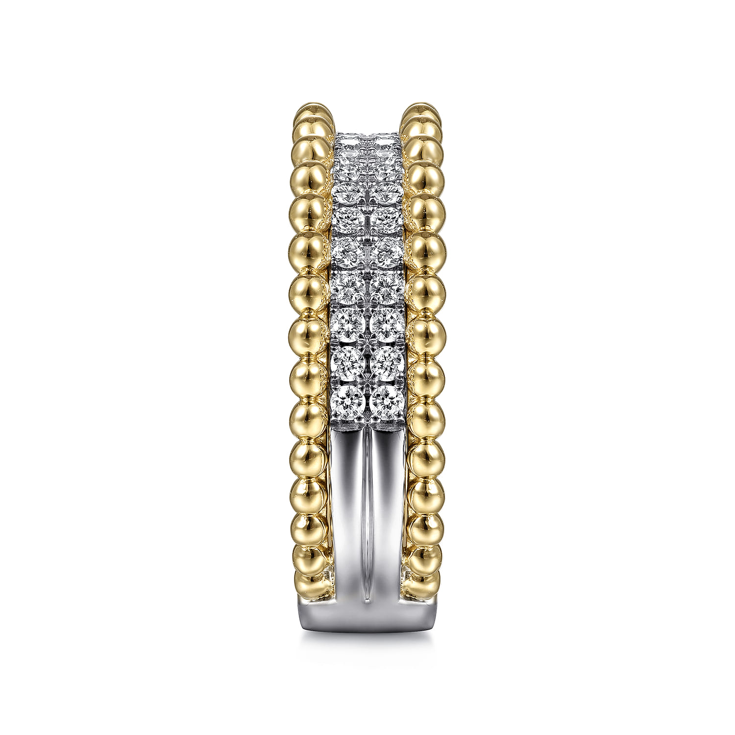 Wide Band Ring Diamond 0.45ct Bujukan in 14K White/Yellow Gold, photograph 4