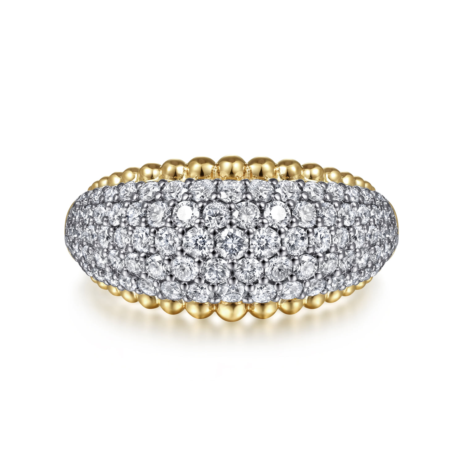 Diamond Pave and Bujukan Bead Ring in 14K White/Yellow Gold
