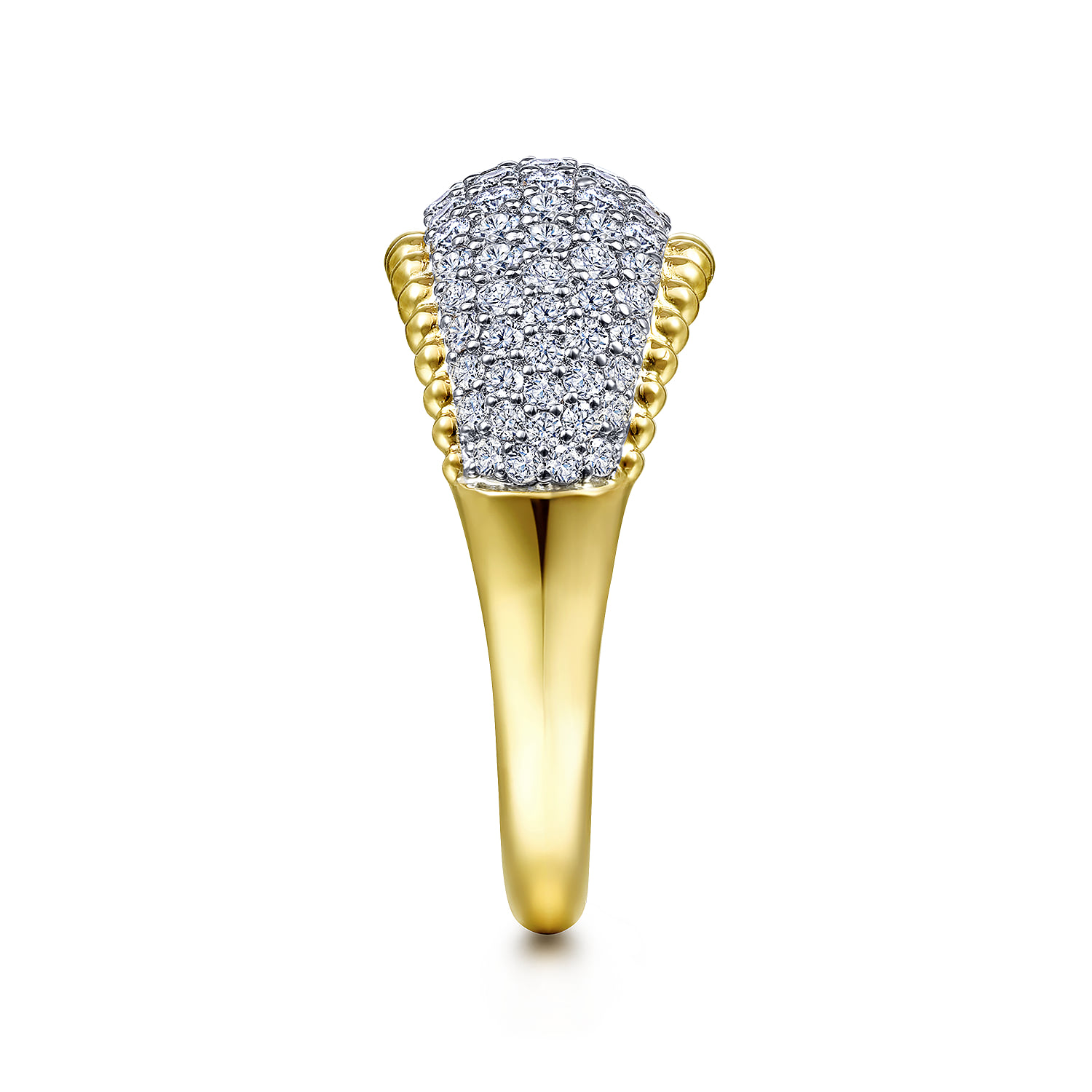 Diamond Pave and Bujukan Bead Ring in 14K White/Yellow Gold, photograph 4