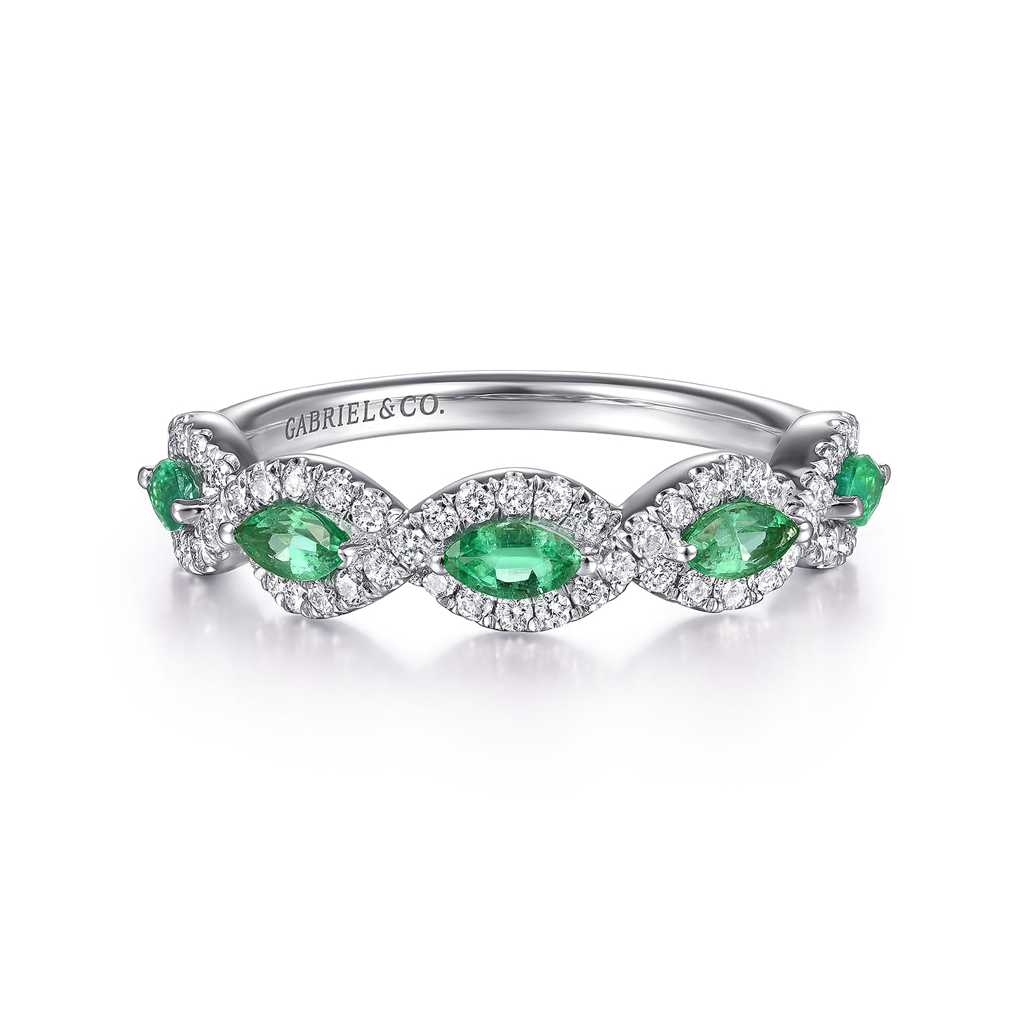 Diamond and Emerald Twisted Ring