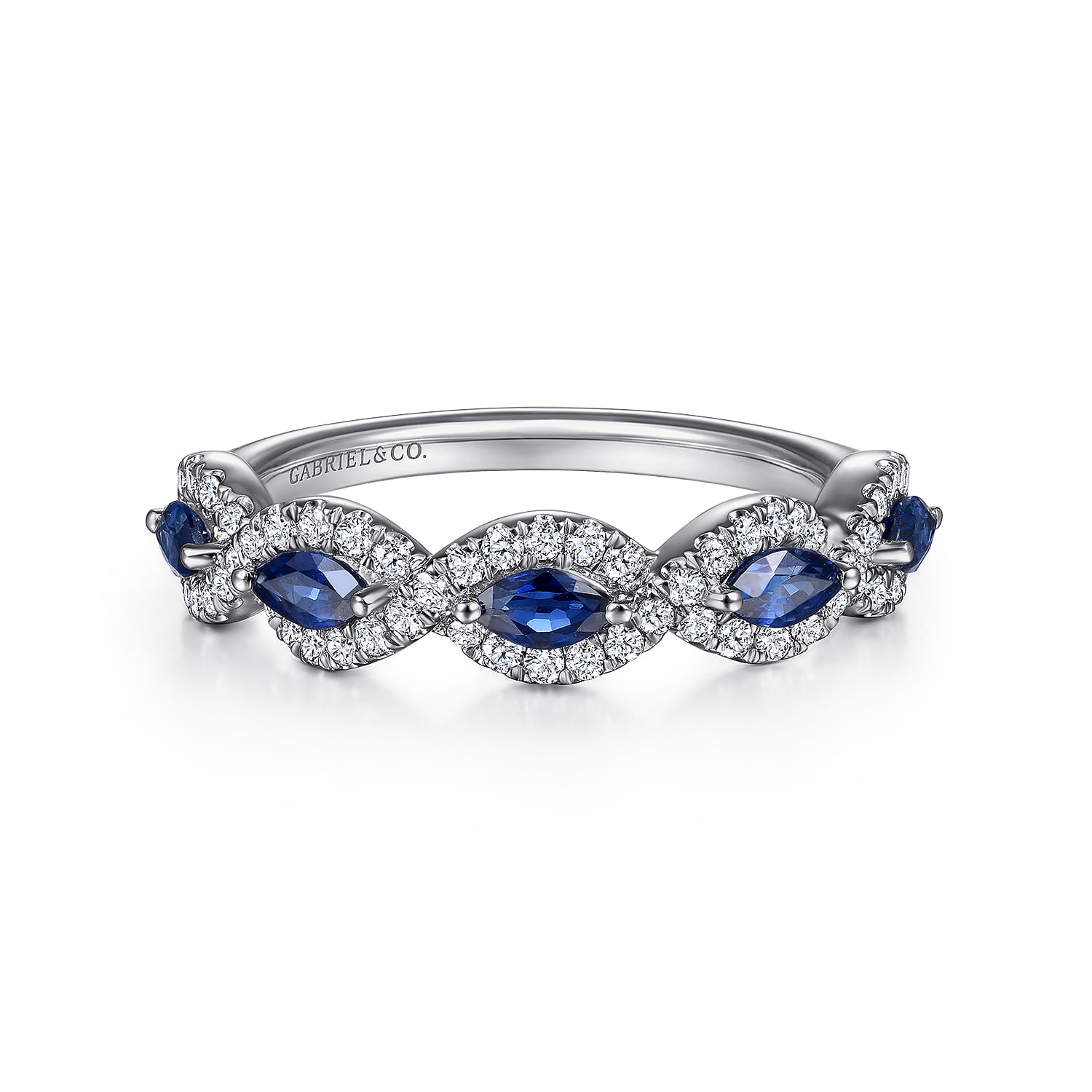 Diamond and Sapphire Twisted Ring