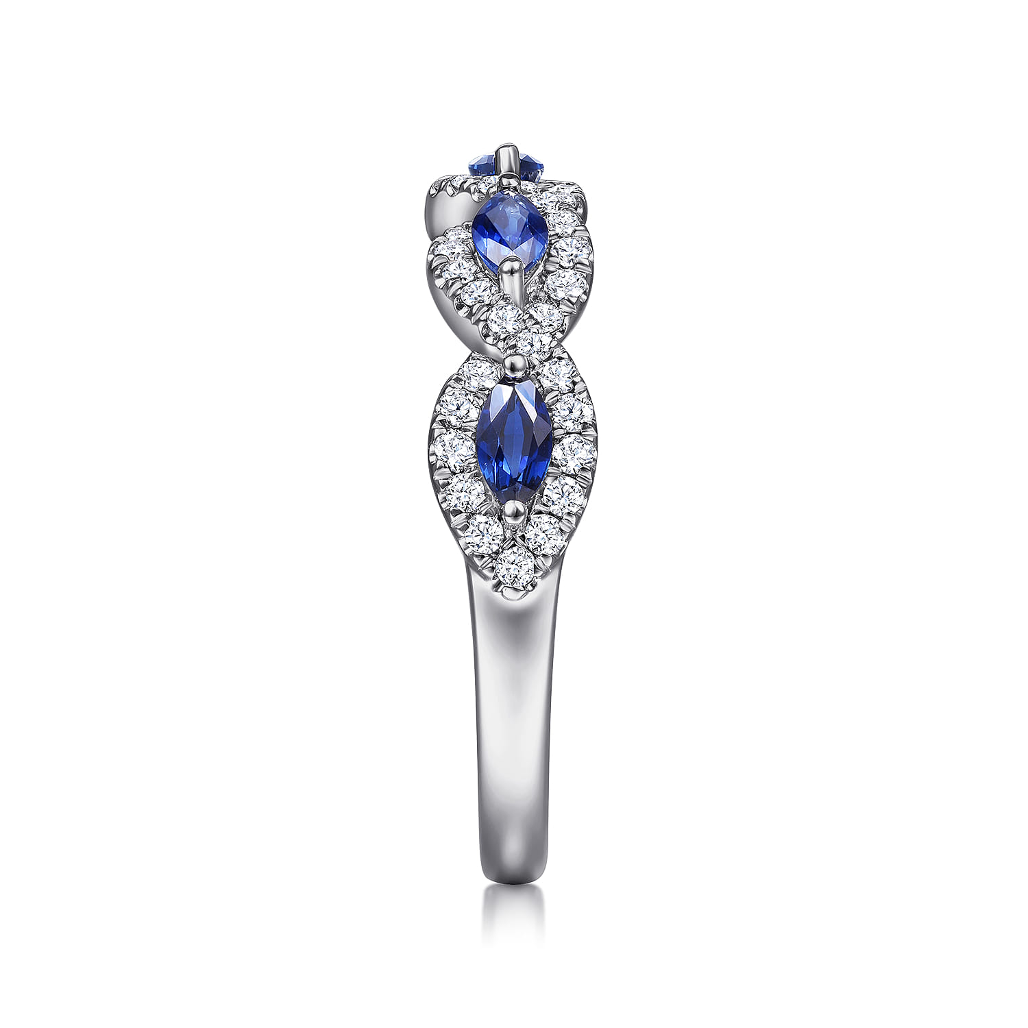 Diamond and Sapphire Twisted Ring in 14K White Gold, photograph 4
