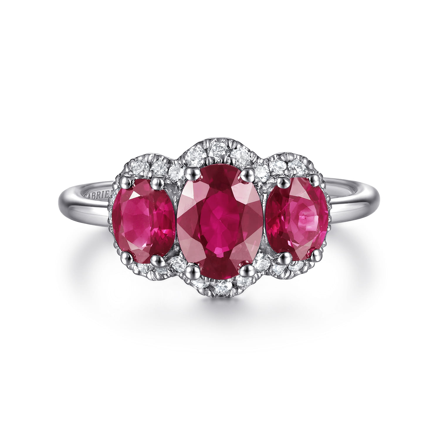 Diamond and Ruby Oval Halo Ring