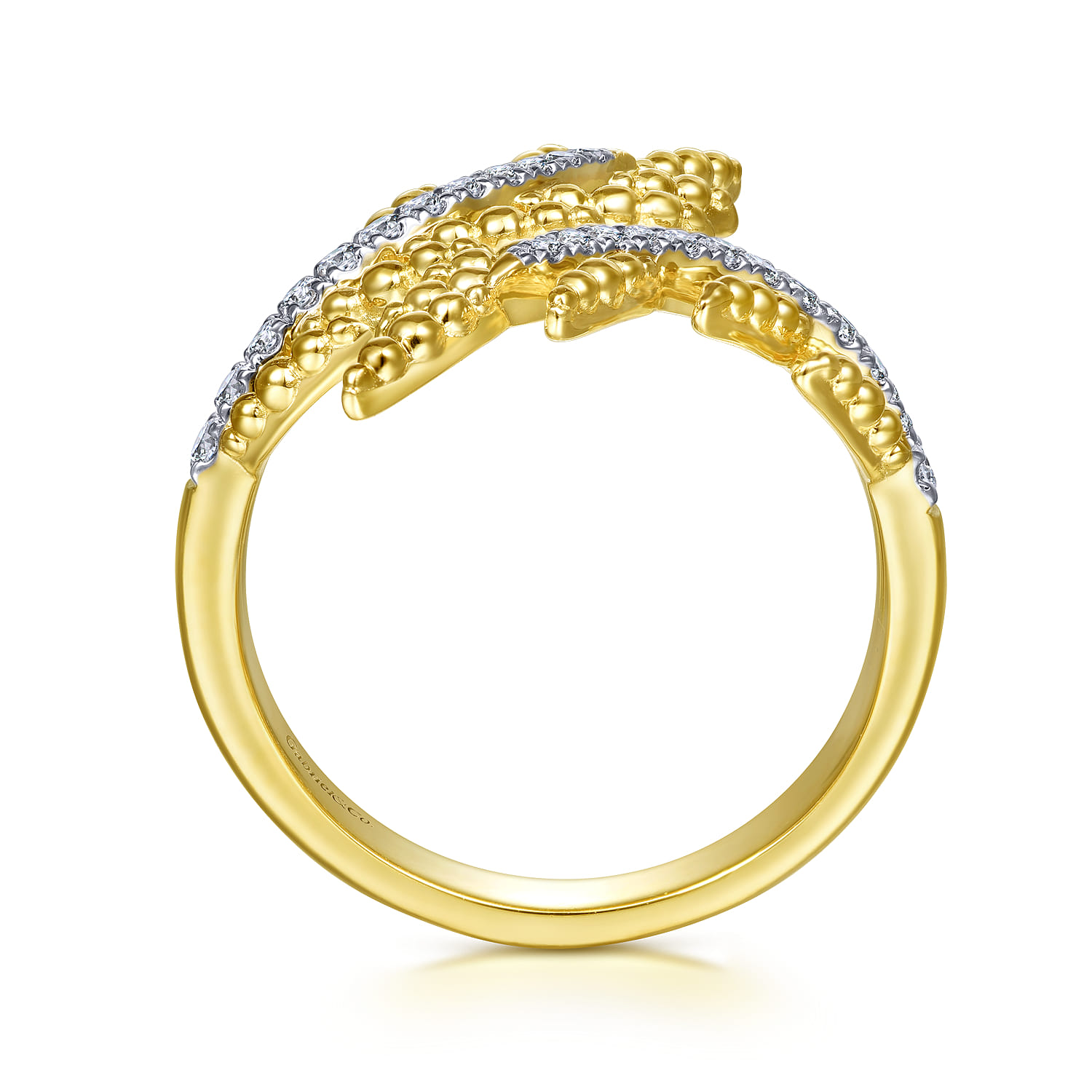 Olive Branch Bypass Ring with Diamonds in 14K Yellow Gold, photograph 2