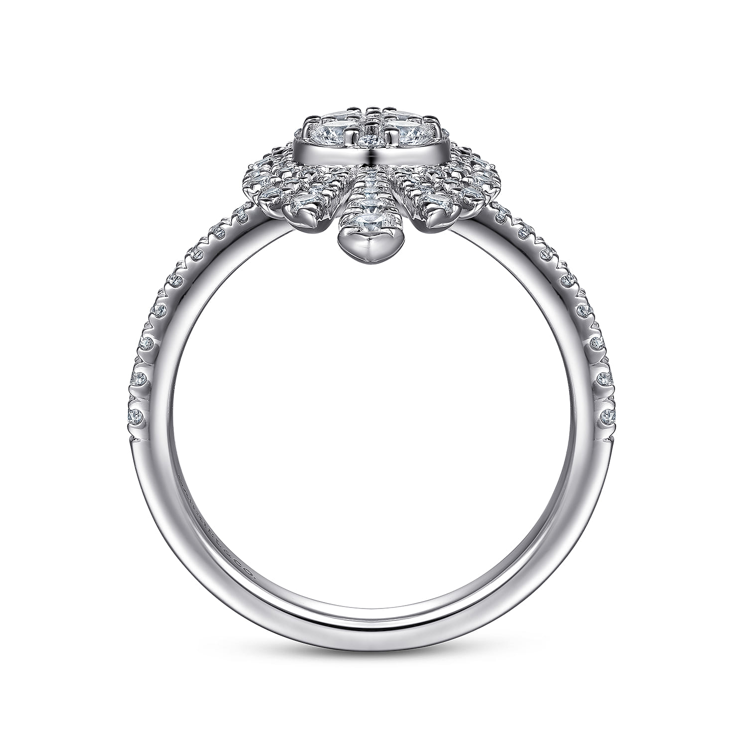 Diamond Starburst Statement Ring in 14K White Gold, photograph 2