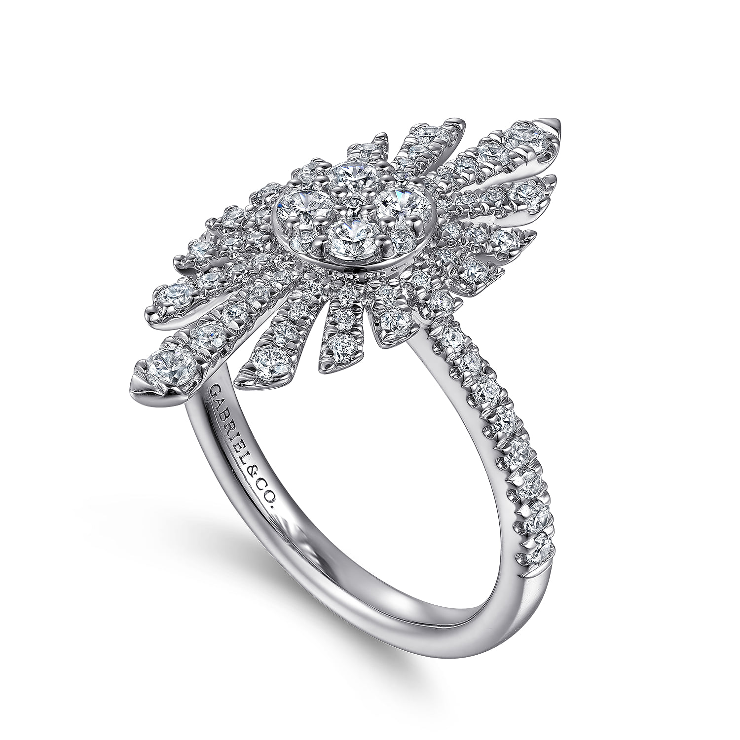 Diamond Starburst Statement Ring in 14K White Gold, photograph 3