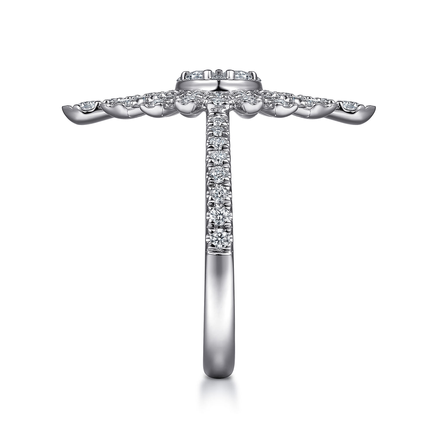 Diamond Starburst Statement Ring in 14K White Gold, photograph 4