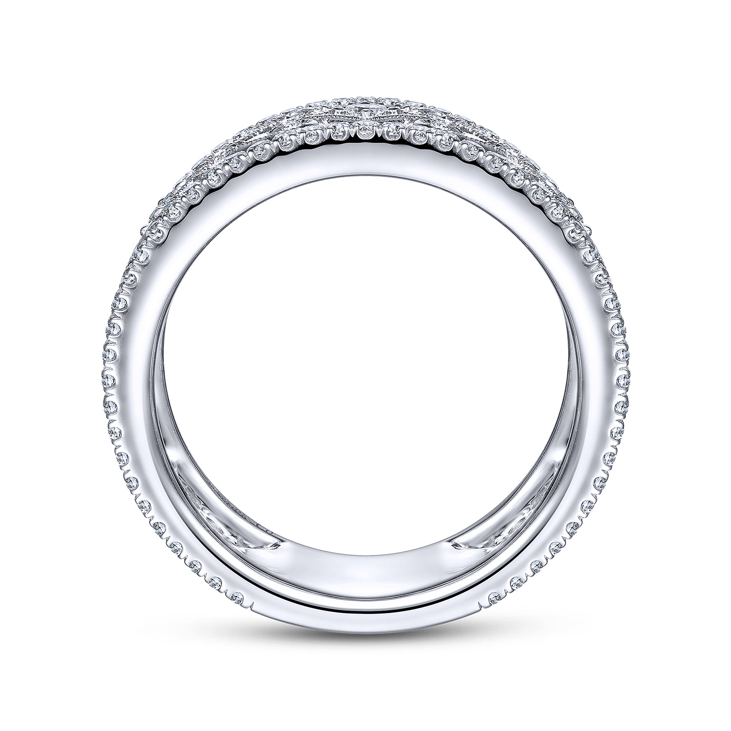 Vintage Diamond Wide Band Ring in 14K White Gold, photograph 2