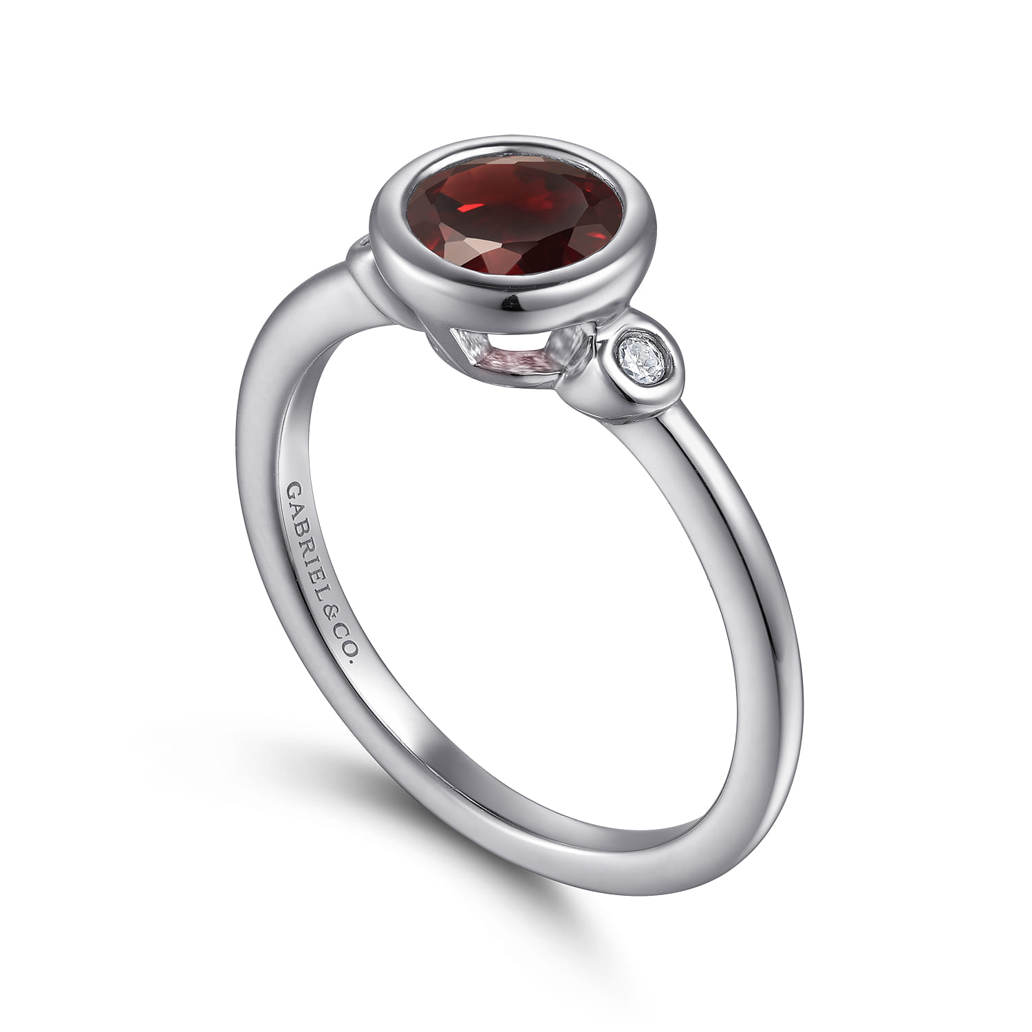 Garnet and Diamond Ring in Sterling Silver, photograph 3