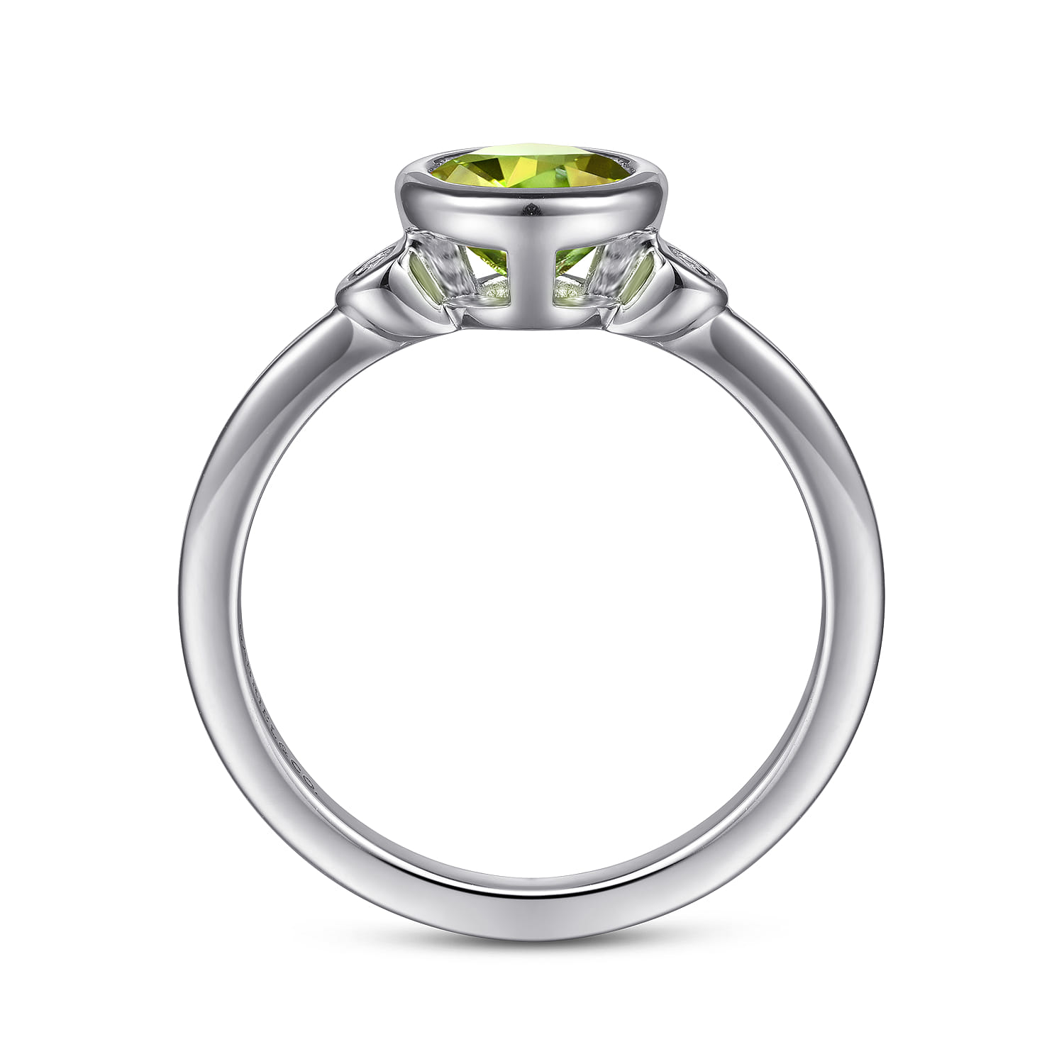 Peridot and Diamond Ring in Sterling Silver, photograph 2