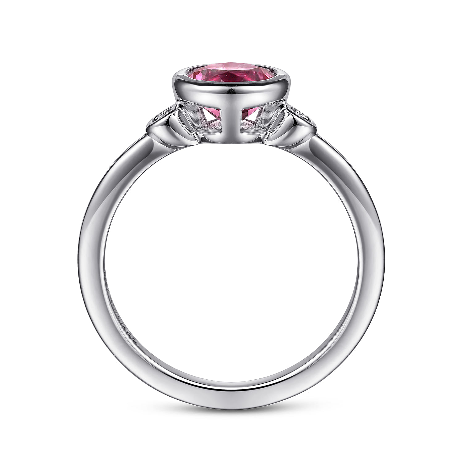 Pink Tourmaline and Diamond Ladies Ring in Sterling Silver, photograph 2
