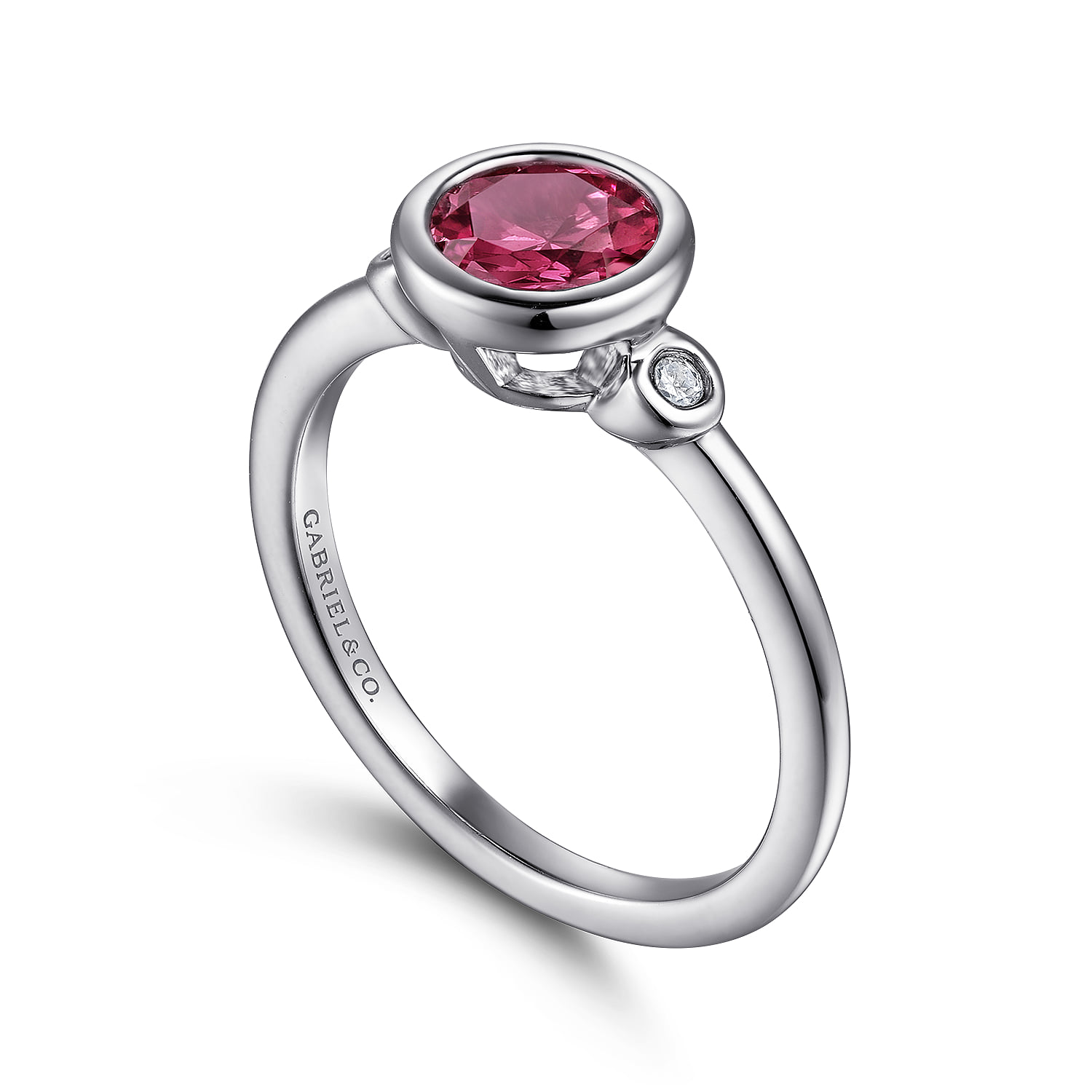 Pink Tourmaline and Diamond Ladies Ring in Sterling Silver, photograph 3