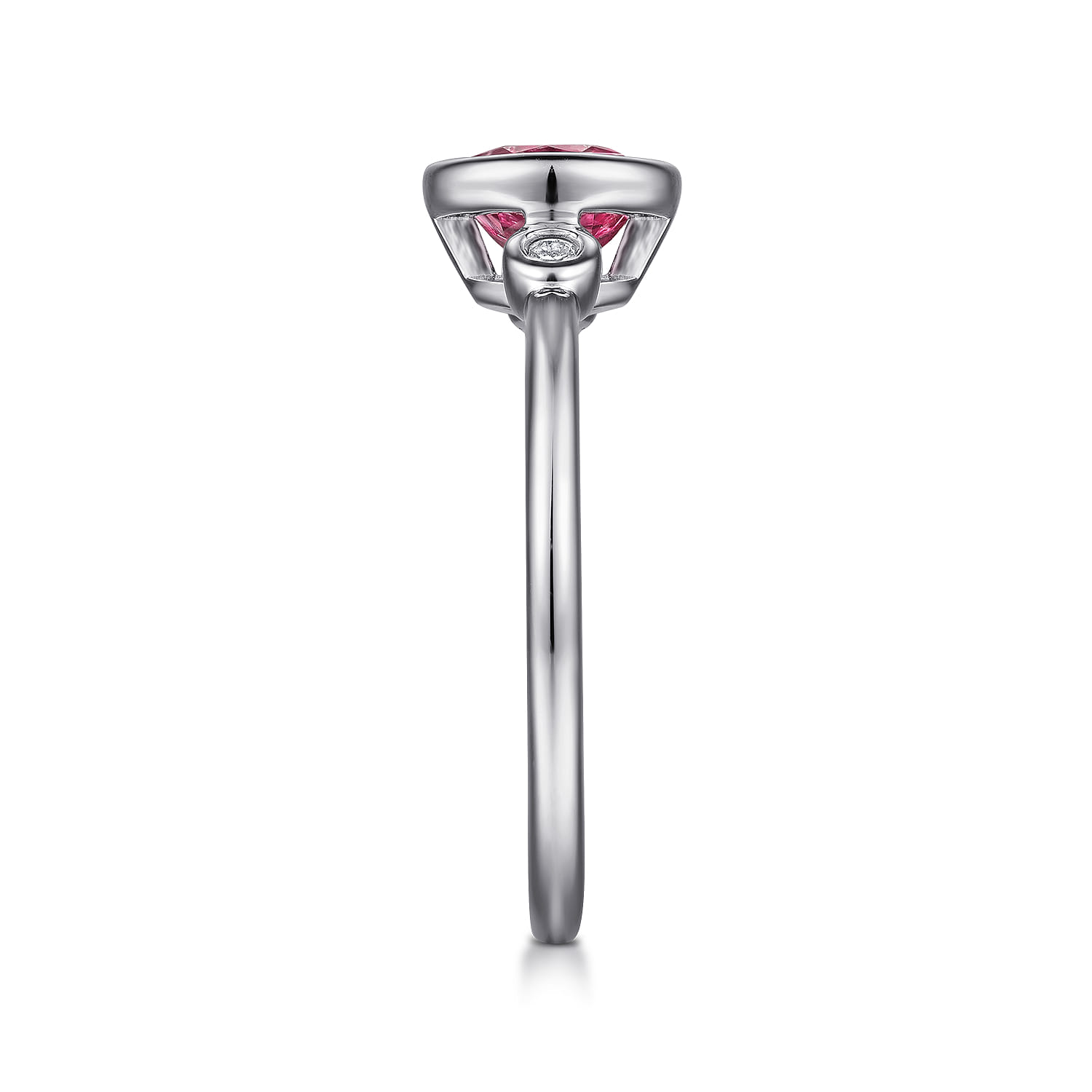 Pink Tourmaline and Diamond Ladies Ring in Sterling Silver, photograph 4
