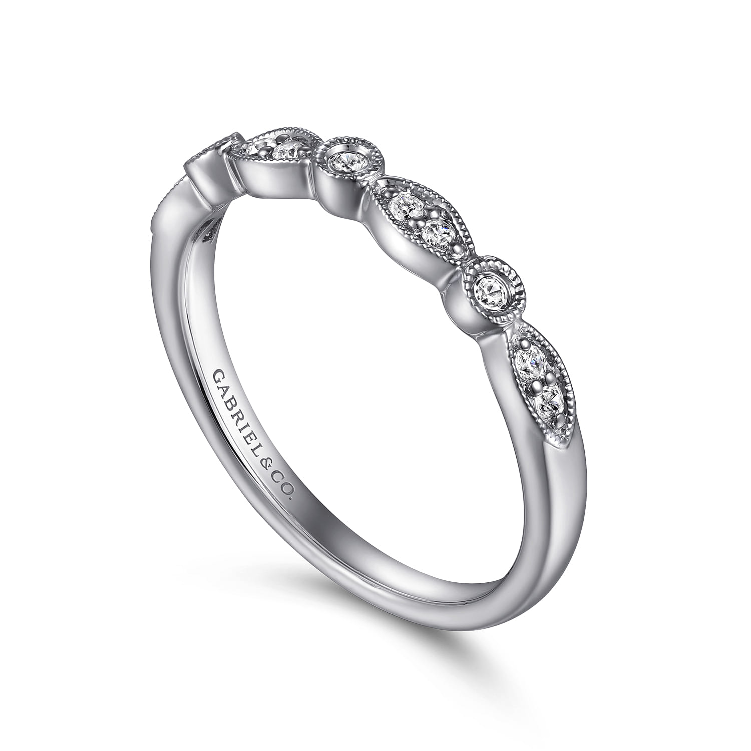 Diamond Stackable Ladies Ring in 14K White Gold, photograph 3