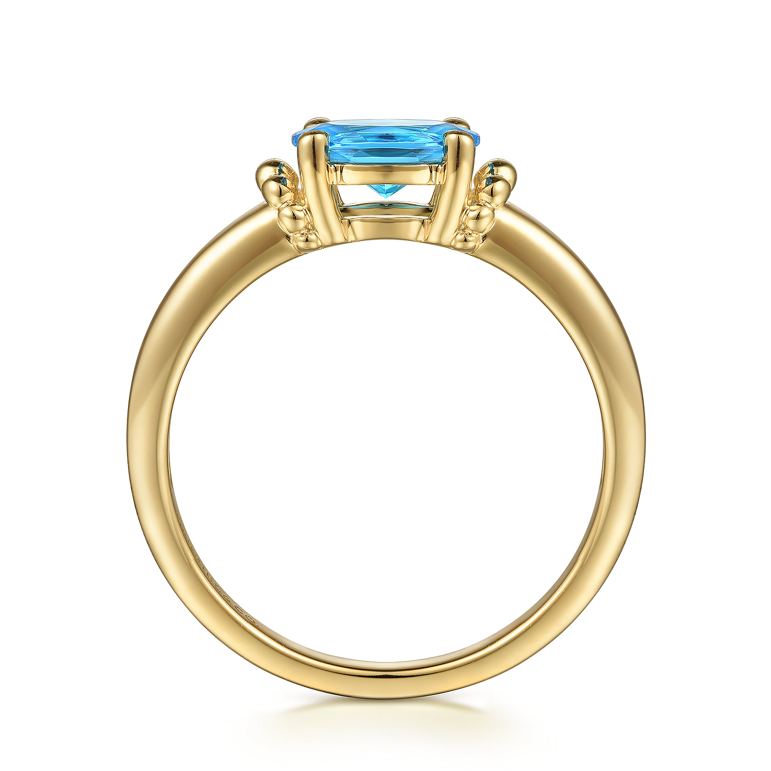 Bujukan Oval Swiss Blue Topaz Bujukan Promise Ring in 14K Yellow Gold, photograph 2