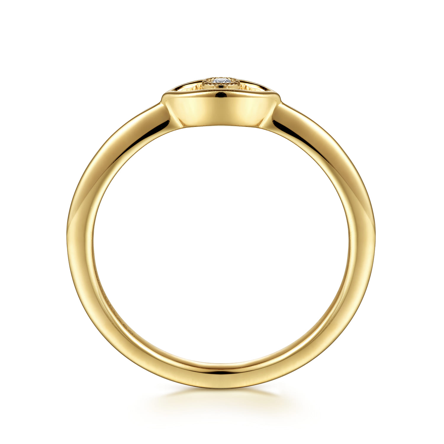 Dainty Evil Eye Diamond Ring in 14K Yellow Gold, photograph 2