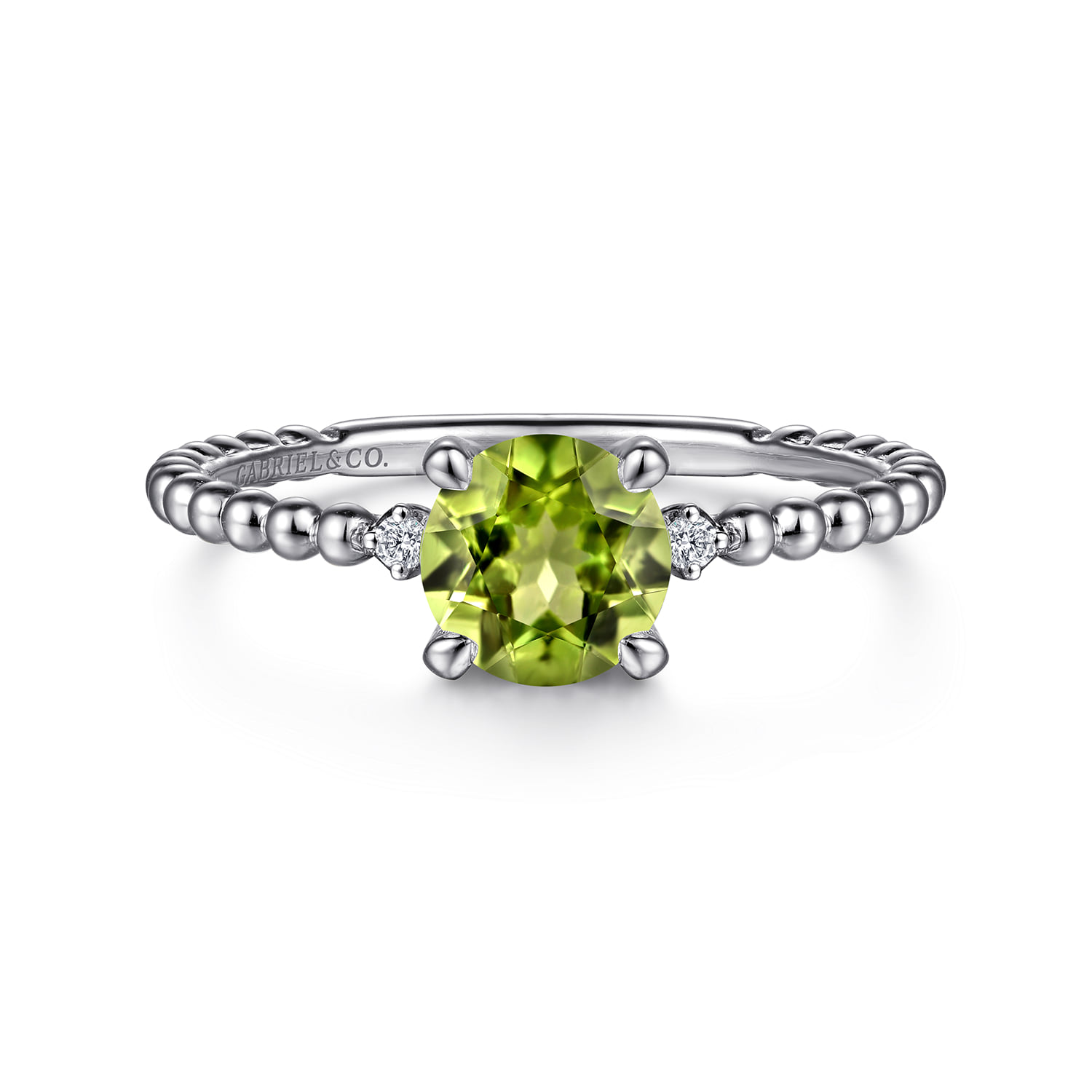 Round Peridot and Diamond Bujukan Promise Ring