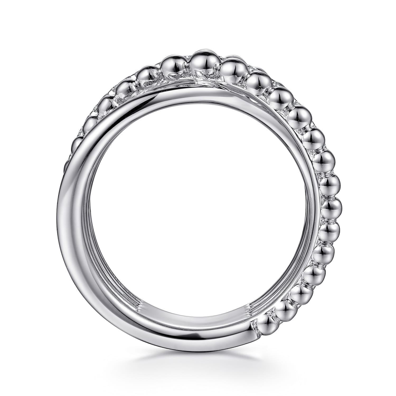 White Sapphire Criss Cross Ring in Sterling Silver, photograph 2